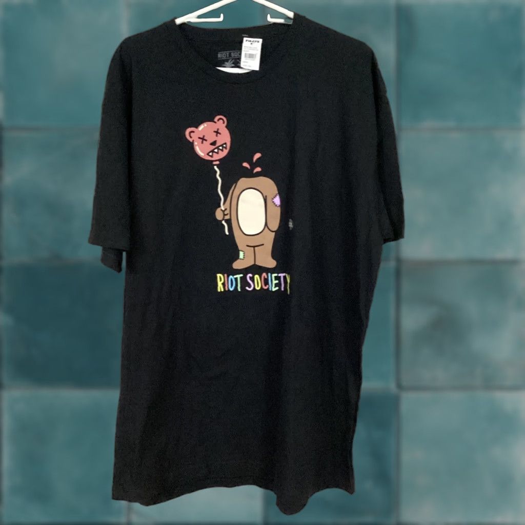 Vintage Riot Society Tee Shirt Bear Balloon Head Black Short Sleeve Adult Size XXL T-Shirt Men Graphic Bear Balloon Head Size US XXL / EU 58 / 5 - 1 Thumbnail