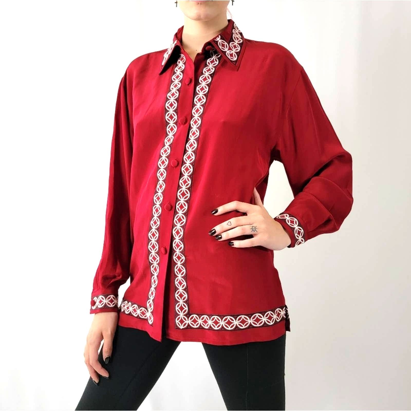 Diane von Furstenberg Vintage 90s Diane Von Furstenburg Silk Blouse Button Up Top Size S / US 4 / IT 40 - 6 Thumbnail