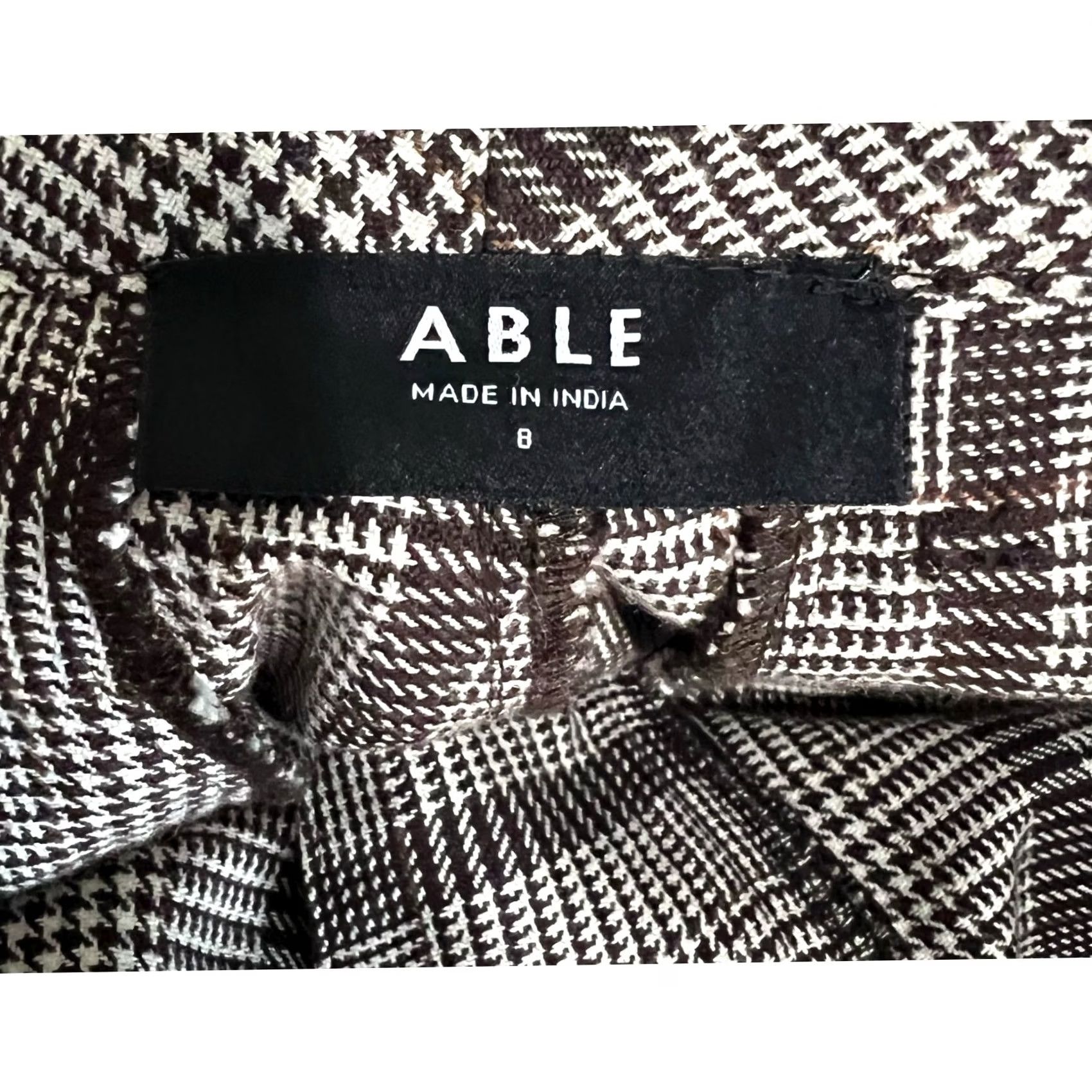 Vintage ABLE Wide Leg Trouser Pants Plaid Elma Whiskey Brown Glen Cotton Women’s Size 8 Size 30" / US 8 / IT 44 - 4 Thumbnail