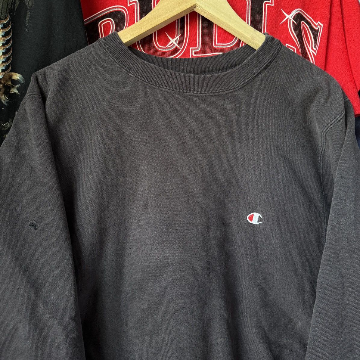 Champion × Vintage 90s CHAMPION REVERSE WEAVE FADED BROWN VINTAGE SWEATSHIRT Size US XL / EU 56 / 4 - 2 Thumbnail