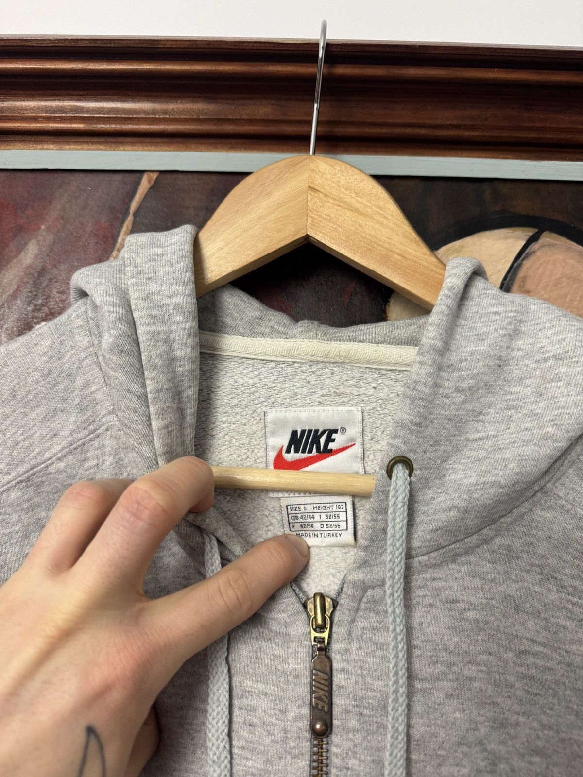 Nike Nike 90s Gray Mini Swoosh Vintage Zip Hoodie Rare Hype Size US L / EU 52-54 / 3 - 3 Thumbnail
