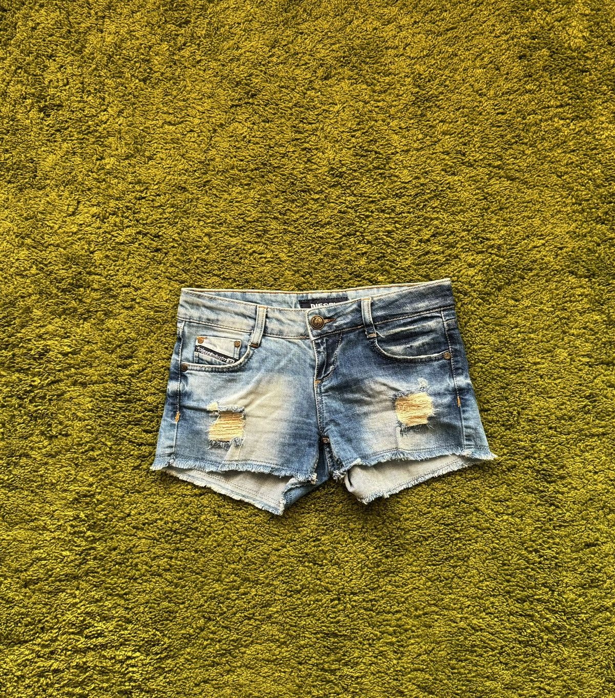 Diesel × Vintage Diesel 2000s vintage Y2K factory distressed mini shorts Size 27" / US 4 / IT 40 - 1 Thumbnail