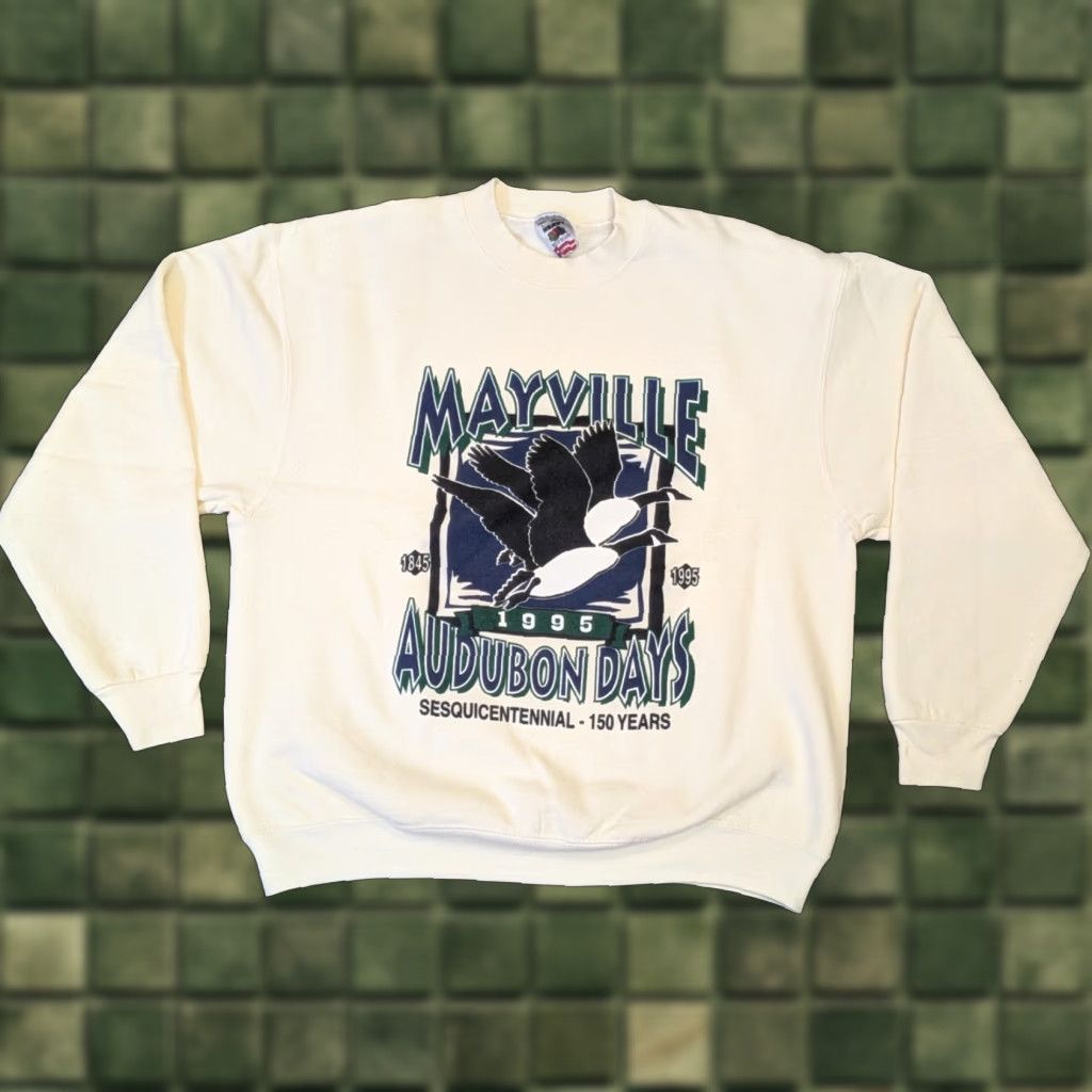 Fruit Of The Loom VINTAGE Fruit of the Loom Sweatshirt L 1995 Audubon Days Mayville Wisconsin Souvenir Yellow Crew Neck Pullover Graphic Print Women’s Size L / US 10 / IT 46 - 1 Thumbnail
