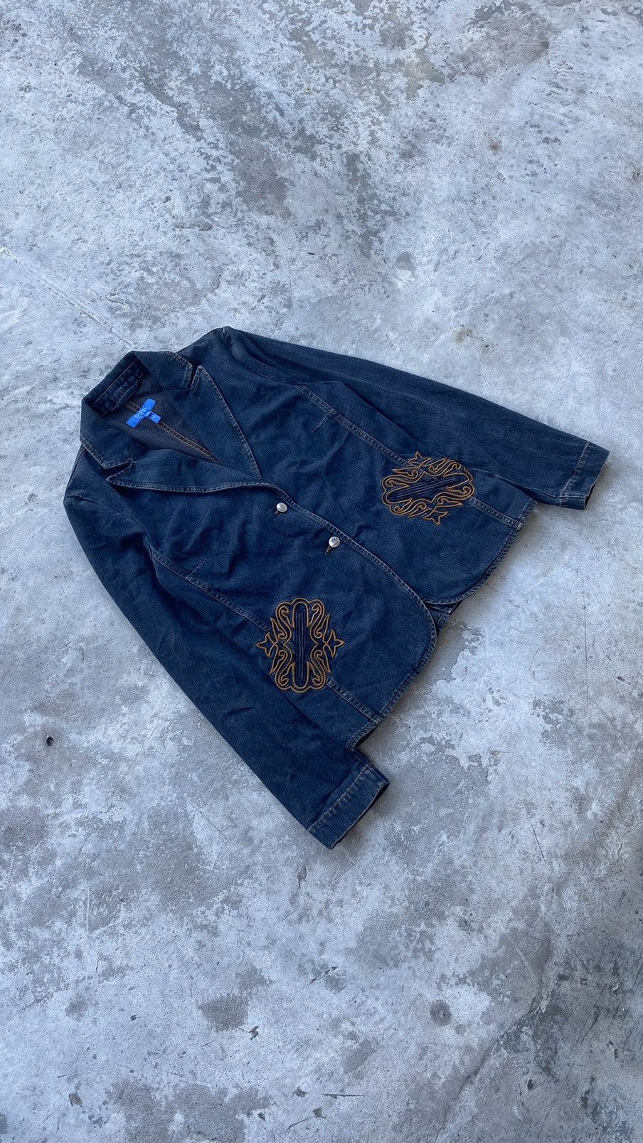 Hysteric Glamour × Japanese Brand × Le Grande Bleu (L.G.B.) Vintage Escada Sport Italy Punk Denim Coat Grunge Blazer Size XS / US 0-2 / IT 36-38 - 2 Thumbnail