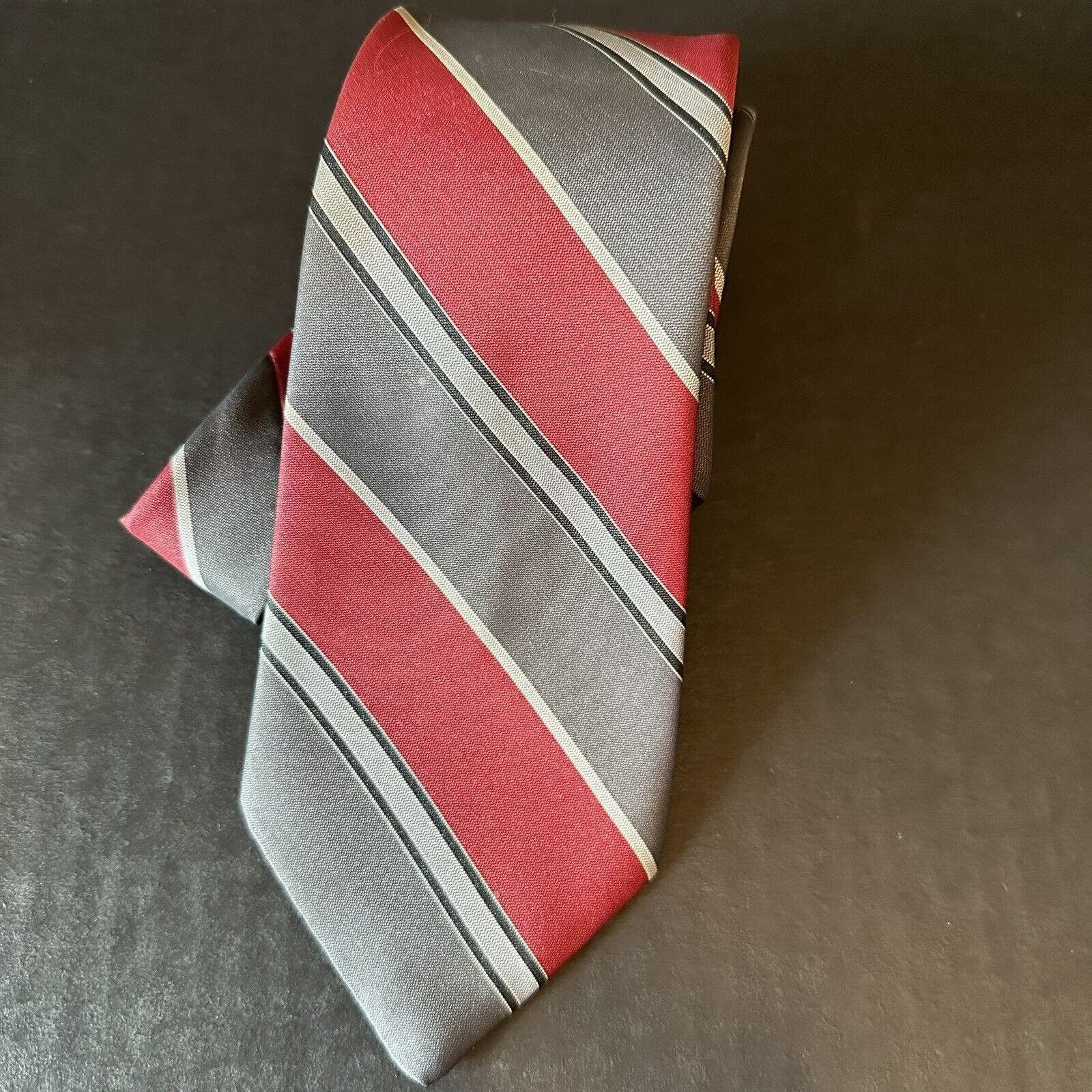Other Johnny Carson Neck Tie Polyester Red/Grey/Black Striped VTG Size ONE SIZE - 10 Thumbnail