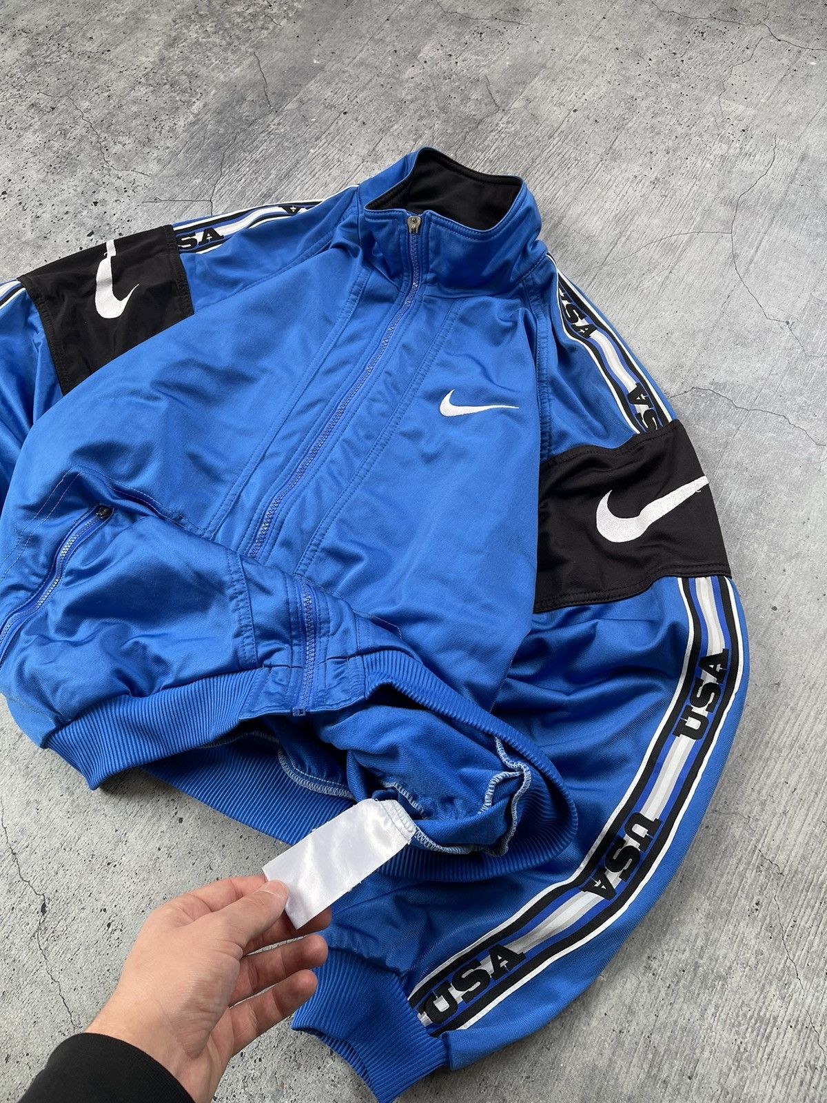 Nike × Vintage Vintage 90's Nike USA Drill Track Jacket Big Swoosh Size US M / EU 48-50 / 2 - 8 Thumbnail