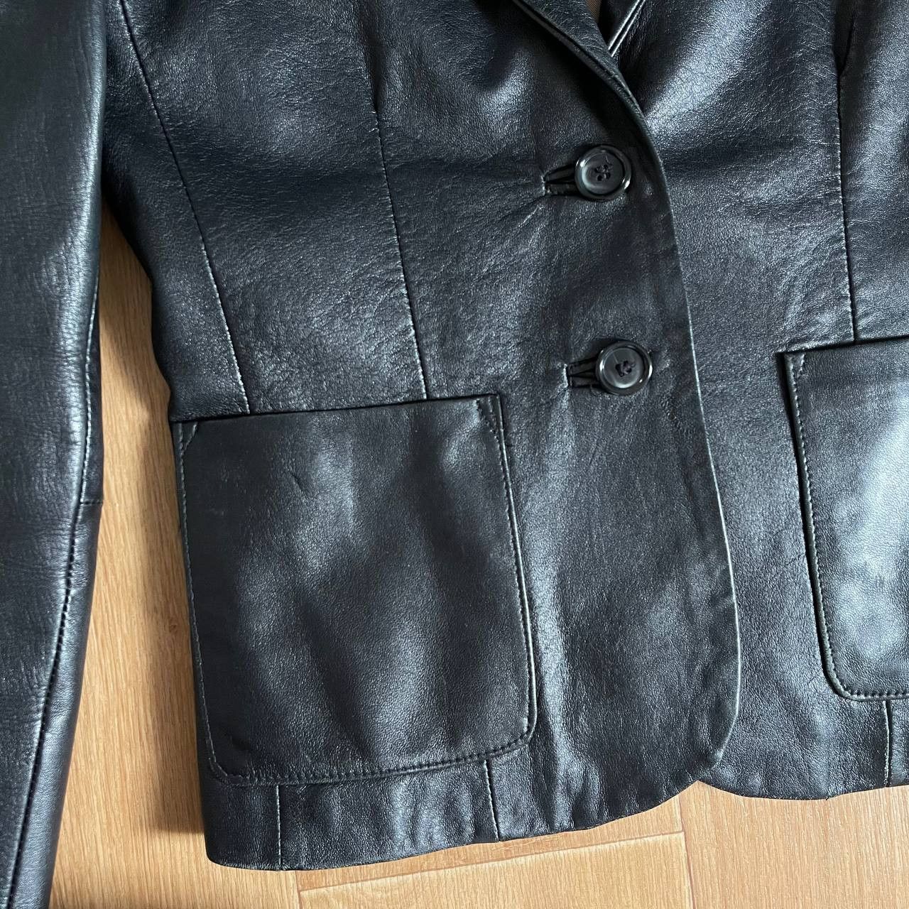Leather × Vintage Vintage 90's Women Leather Blazer Jacket in Black Size S / US 4 / IT 40 - 3 Thumbnail