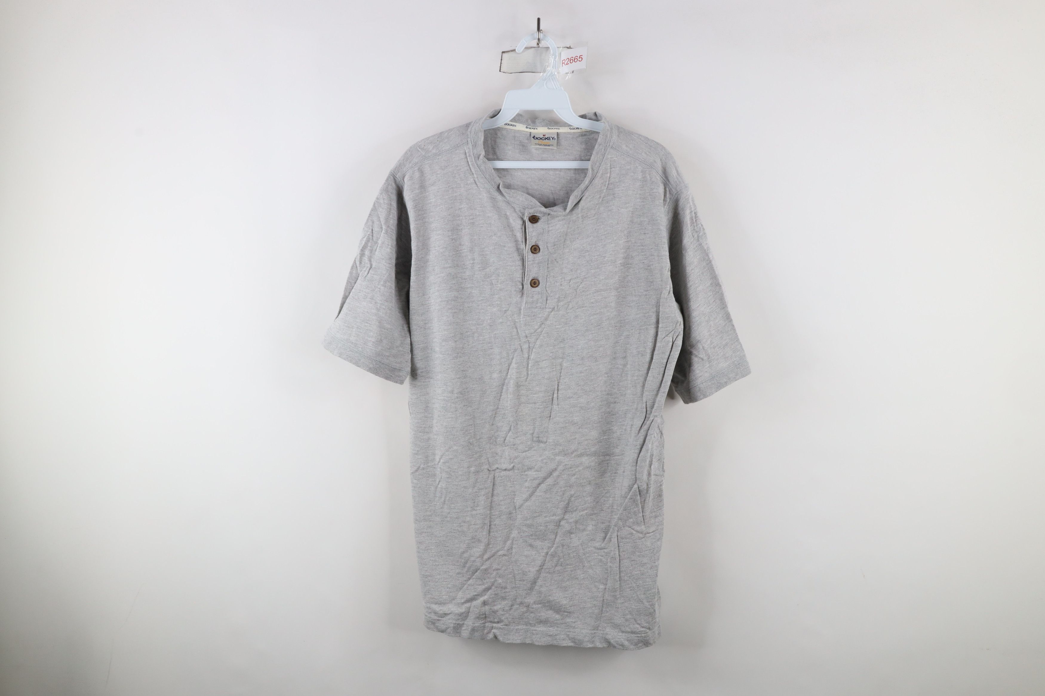 Vintage Vintage 90s Streetwear Blank Henley T-Shirt Gray Cotton Size US M / EU 48-50 / 2 - 1 Thumbnail