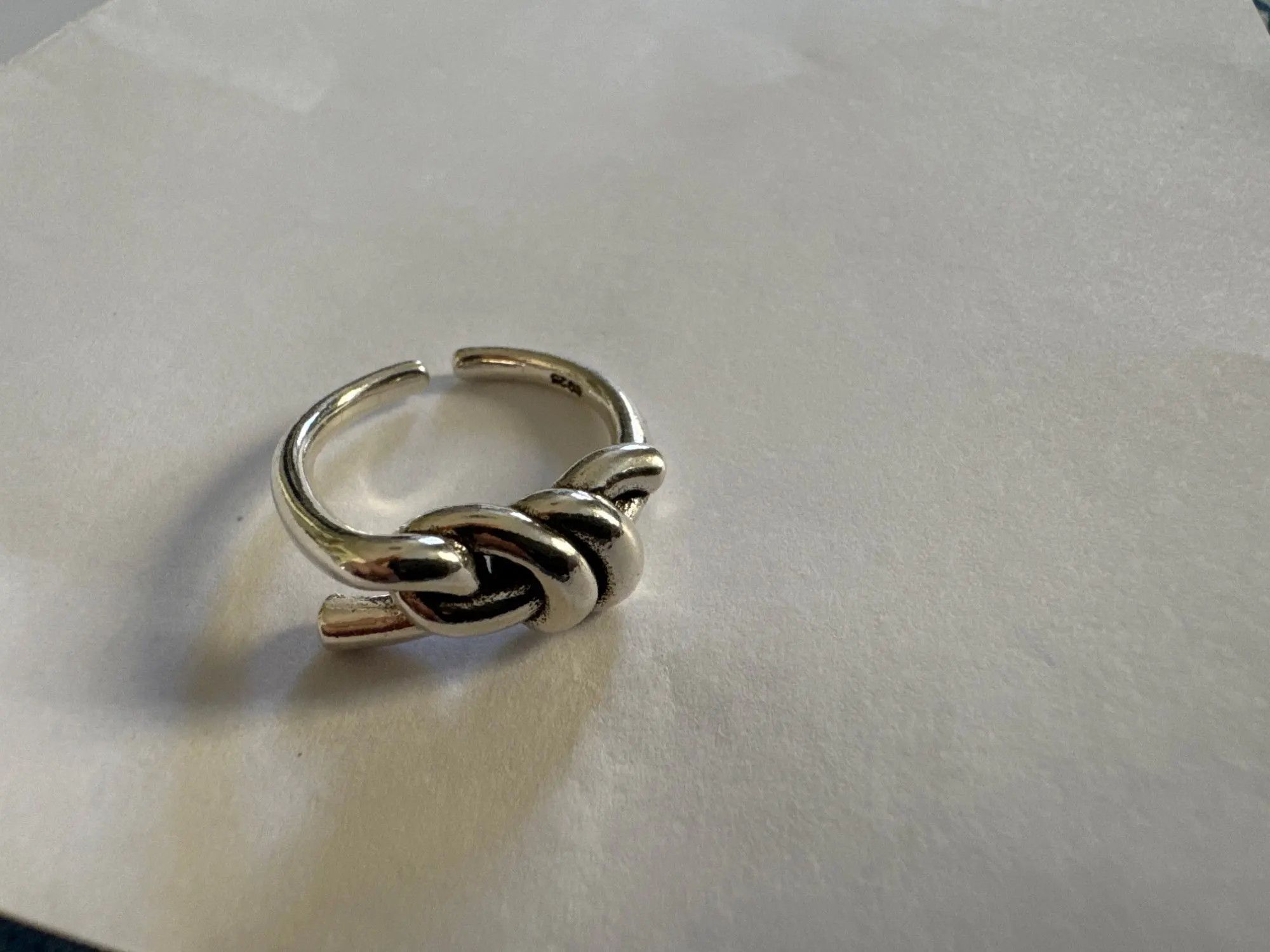 Sterling Silver Resizable S925 Sterling Silver Knots Ring Size ONE SIZE - 6 Thumbnail