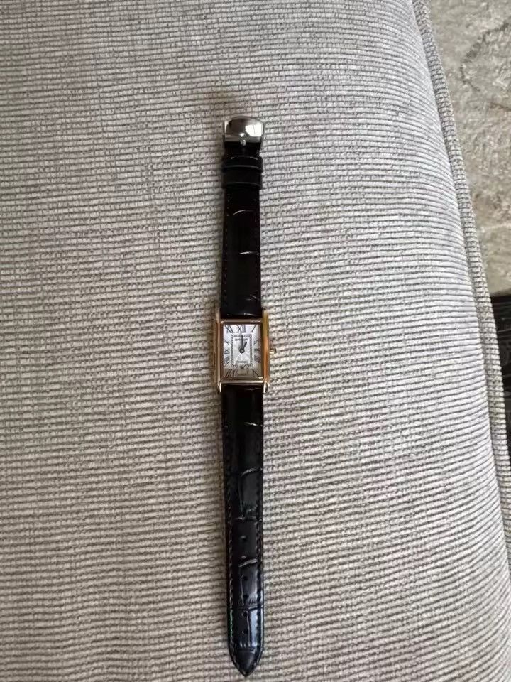 Jewelry RECTANGULAR Watch - Roman Numeral Dial - Embossed Leather Size ONE SIZE - 5 Thumbnail