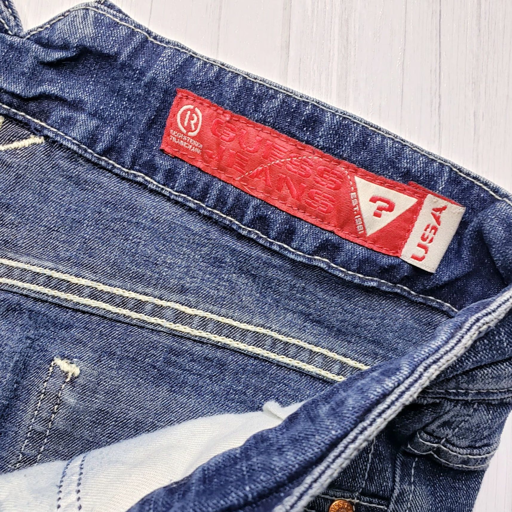 Guess VINTAGE GUESS JEANS Womens Denim Blue Pencil Straight Skirt 29, Knee Length, 90s Size 29" - 7 Thumbnail