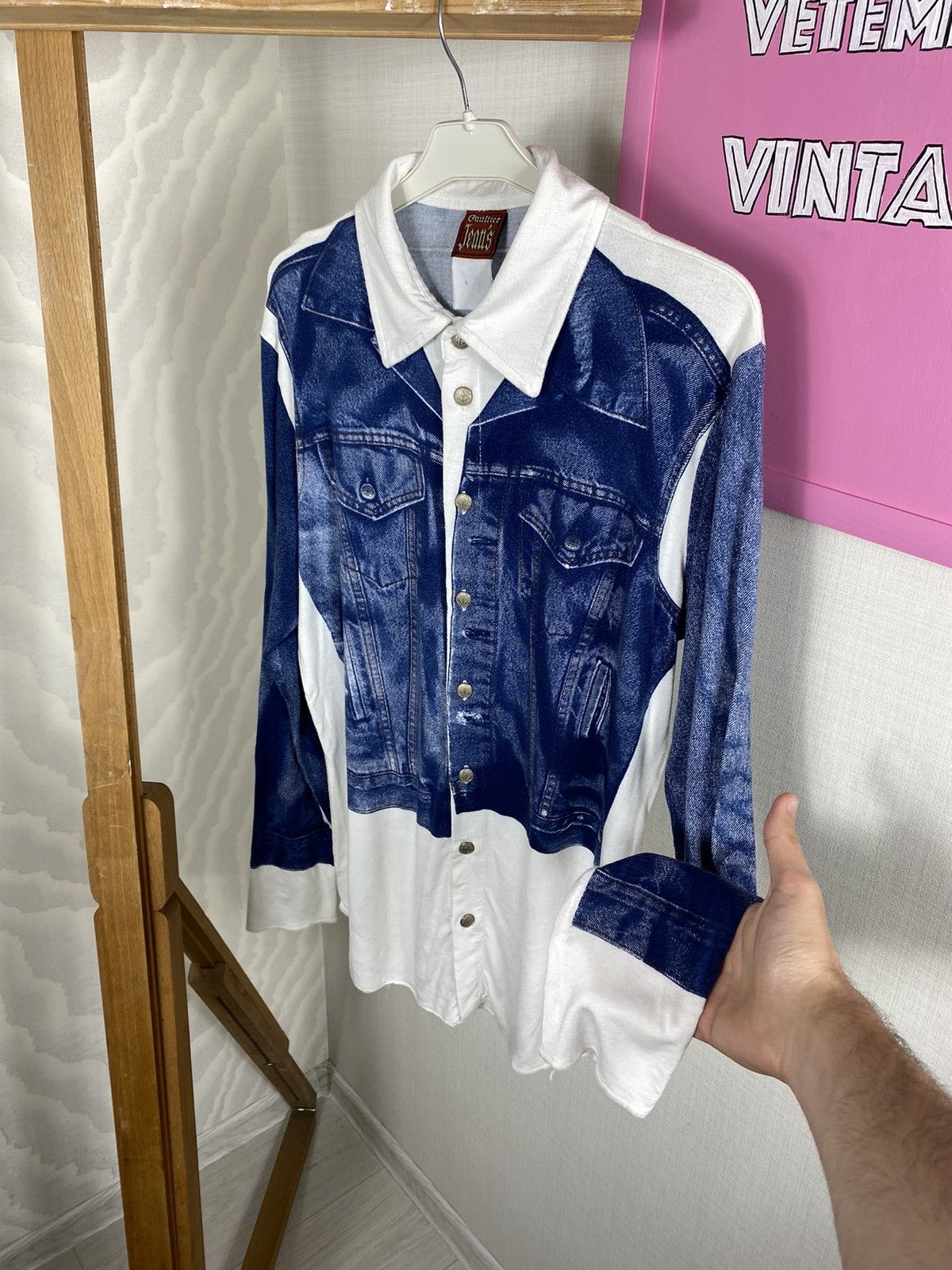 Jean Paul Gaultier × Vintage Jean Paul Gaultier Jeans Trompe Shirt SS97 Size L / US 10 / IT 46 - 7 Thumbnail