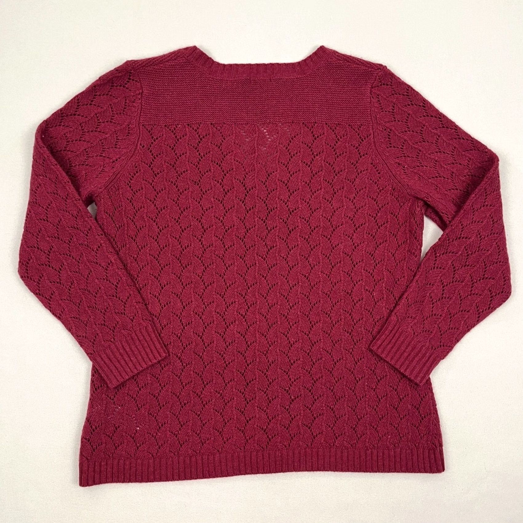 Vintage LL Bean Cardigan Sweater Womens XL Petite Angora Cashmere Wool Open Knit Red V-Neck Long Sleeve Knit Solid Vintage? No Size XL / US 12-14 / IT 48-50 - 7 Thumbnail