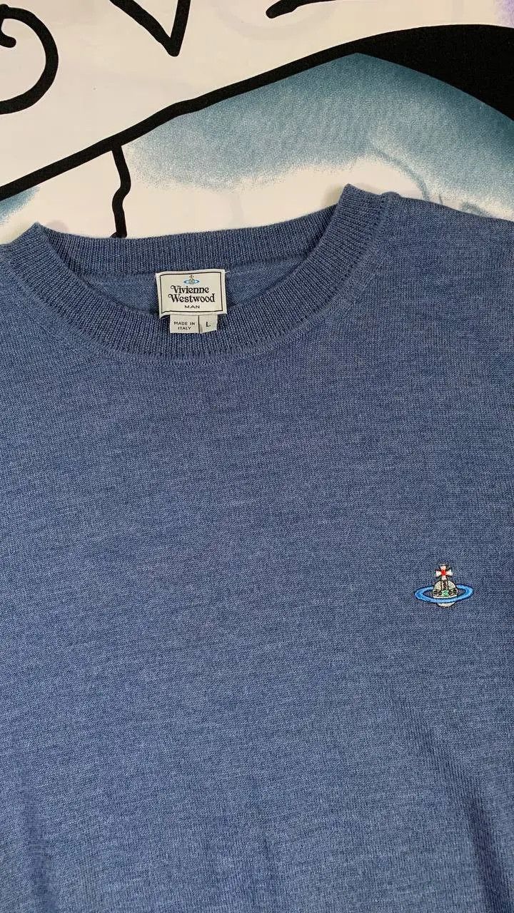 Vivienne Westwood Vivienne Westwood wool sweater with orb logo in blue Size US L / EU 52-54 / 3 - 3 Thumbnail