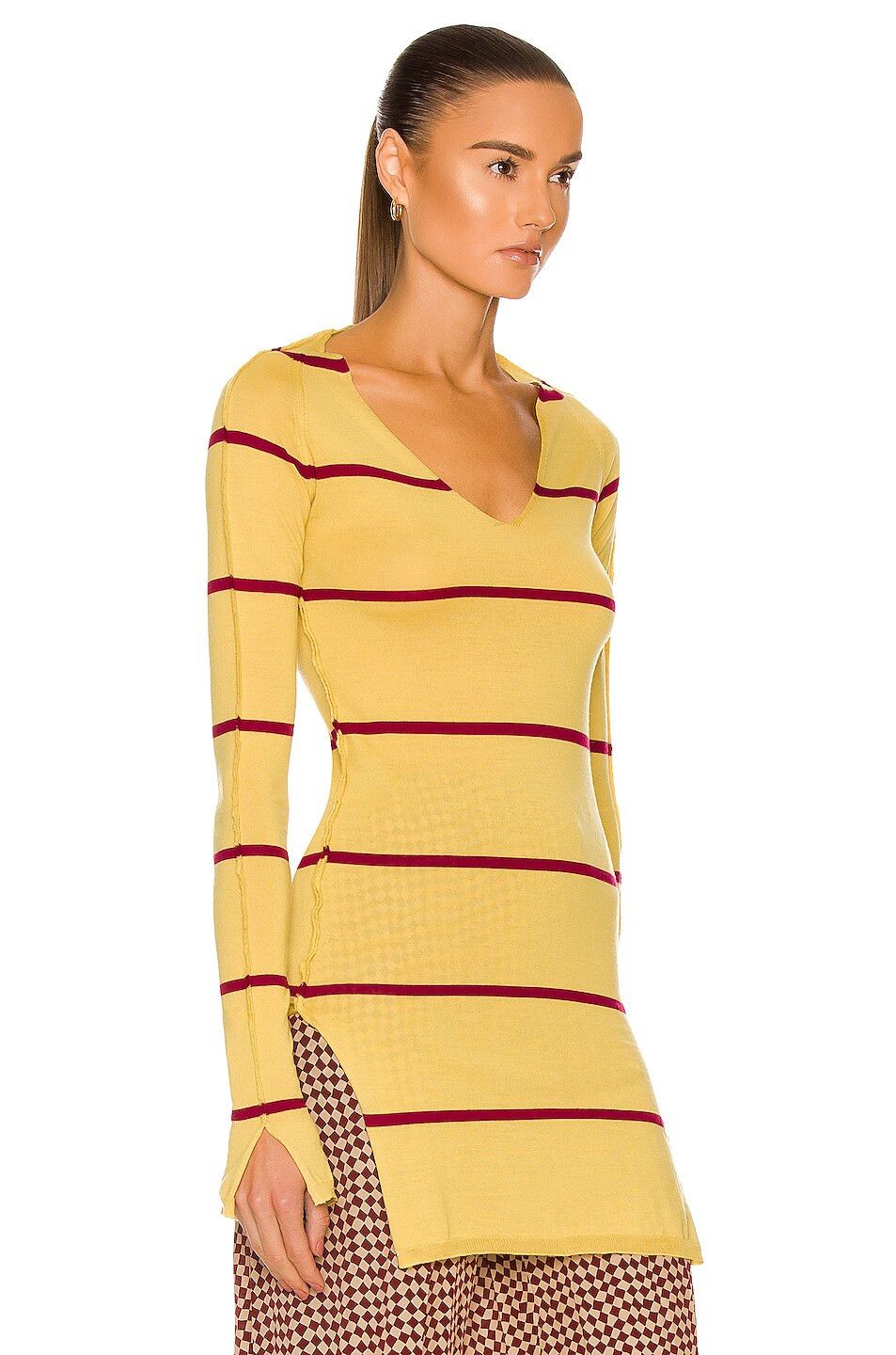 Marni o1y1125 V-neck Sweater in Yellow/Red Size M / US 6-8 / IT 42-44 - 2 Thumbnail