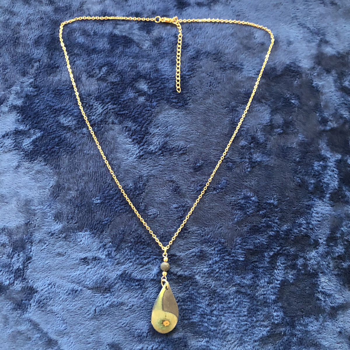 Handmade Handcrafted painted raindrop beaded pendant necklace Size ONE SIZE - 5 Thumbnail
