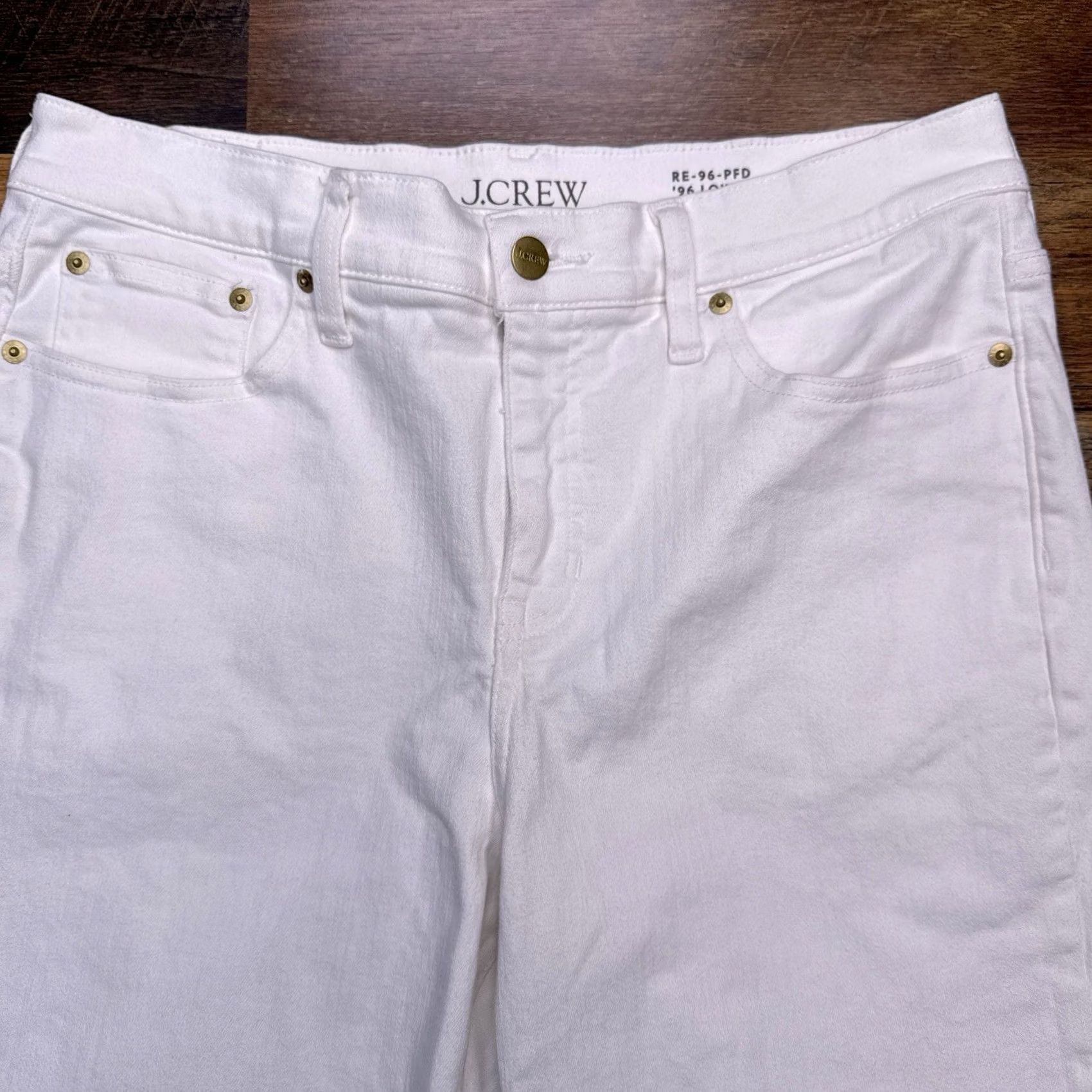 J.Crew J Crew 96 Wide Jeans 29 White Stretch Low Rise Slim Womens CH843 Size 29" - 4 Thumbnail