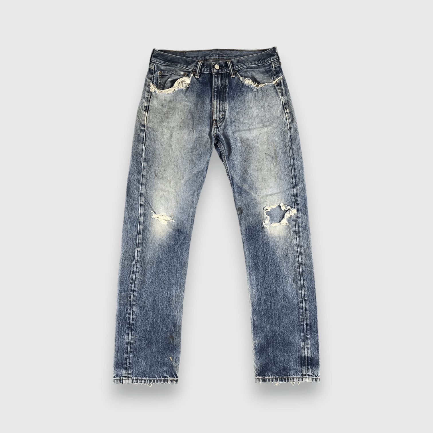 Levi's Distress Vintage Levis 505 Jeans Faded Blue Denim -J512 Size US 33 - 1 Thumbnail