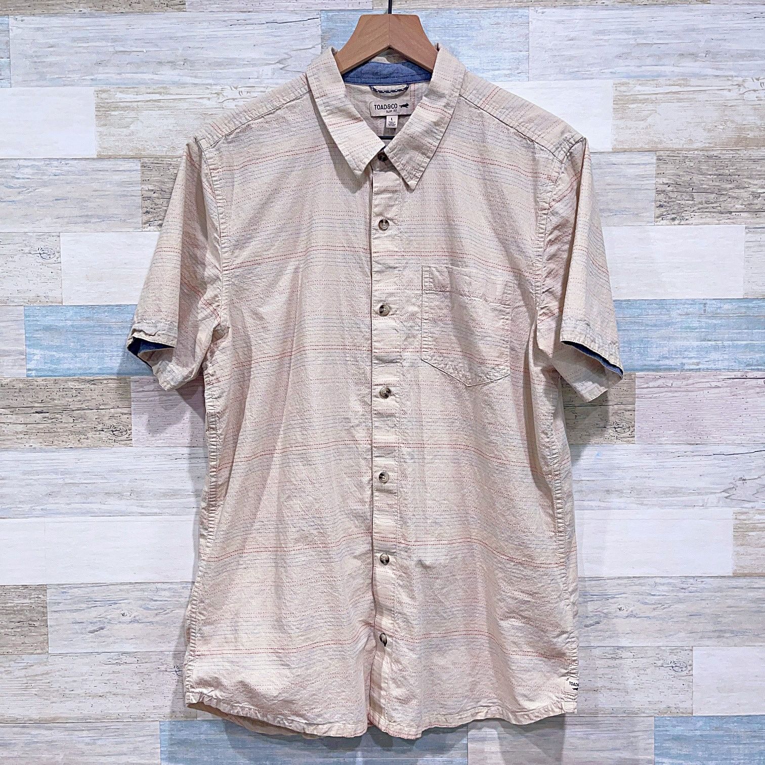 Other Toad & Co Organic Cotton Lawn Shirt Beige Stripe Slim Mens L Size US L / EU 52-54 / 3 - 1 Thumbnail