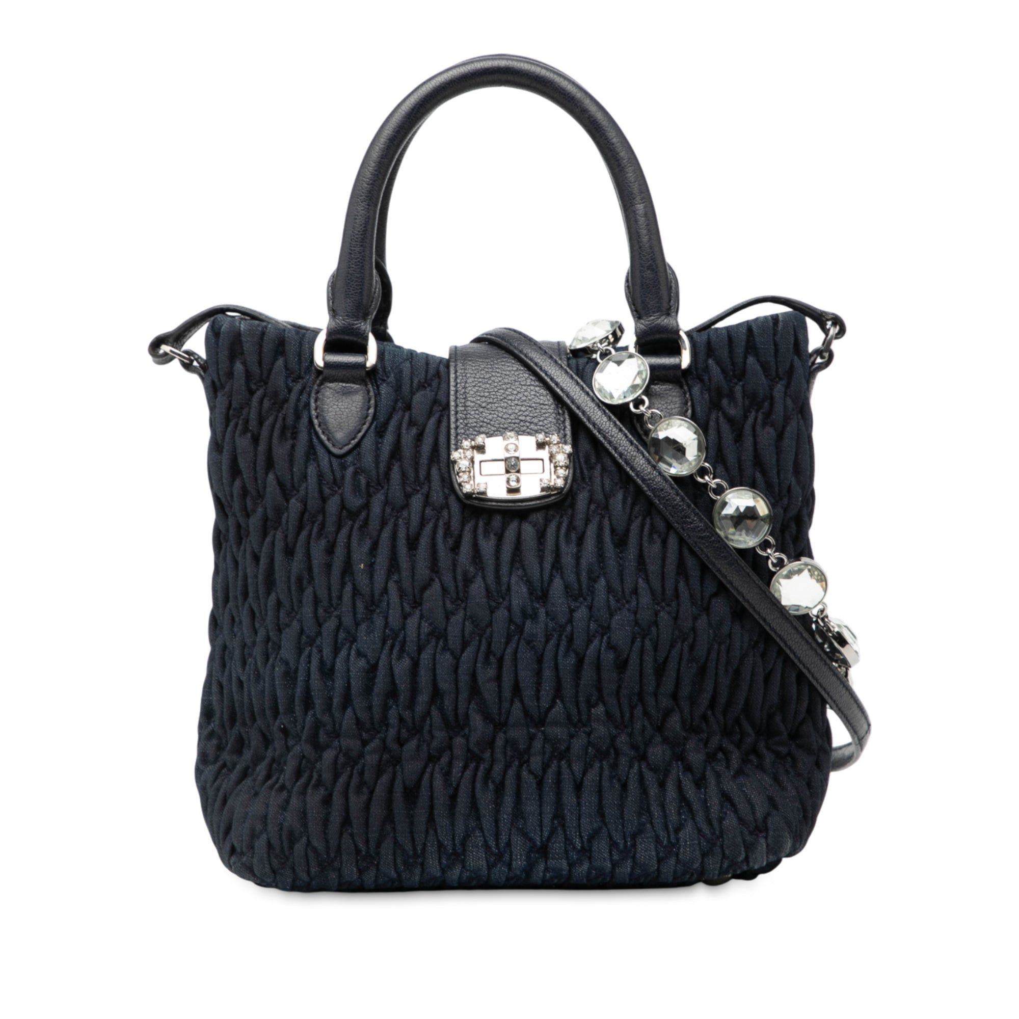 Matelasse Denim Crystal Satchel