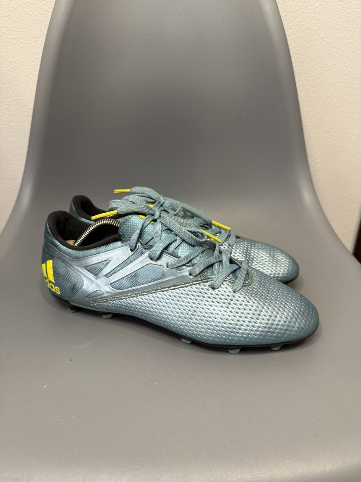 Adidas Mens Vintage Adidas Messi Boots FG Cleats Ice Metallic Blue Size US 9 / EU 42 - 3 Thumbnail