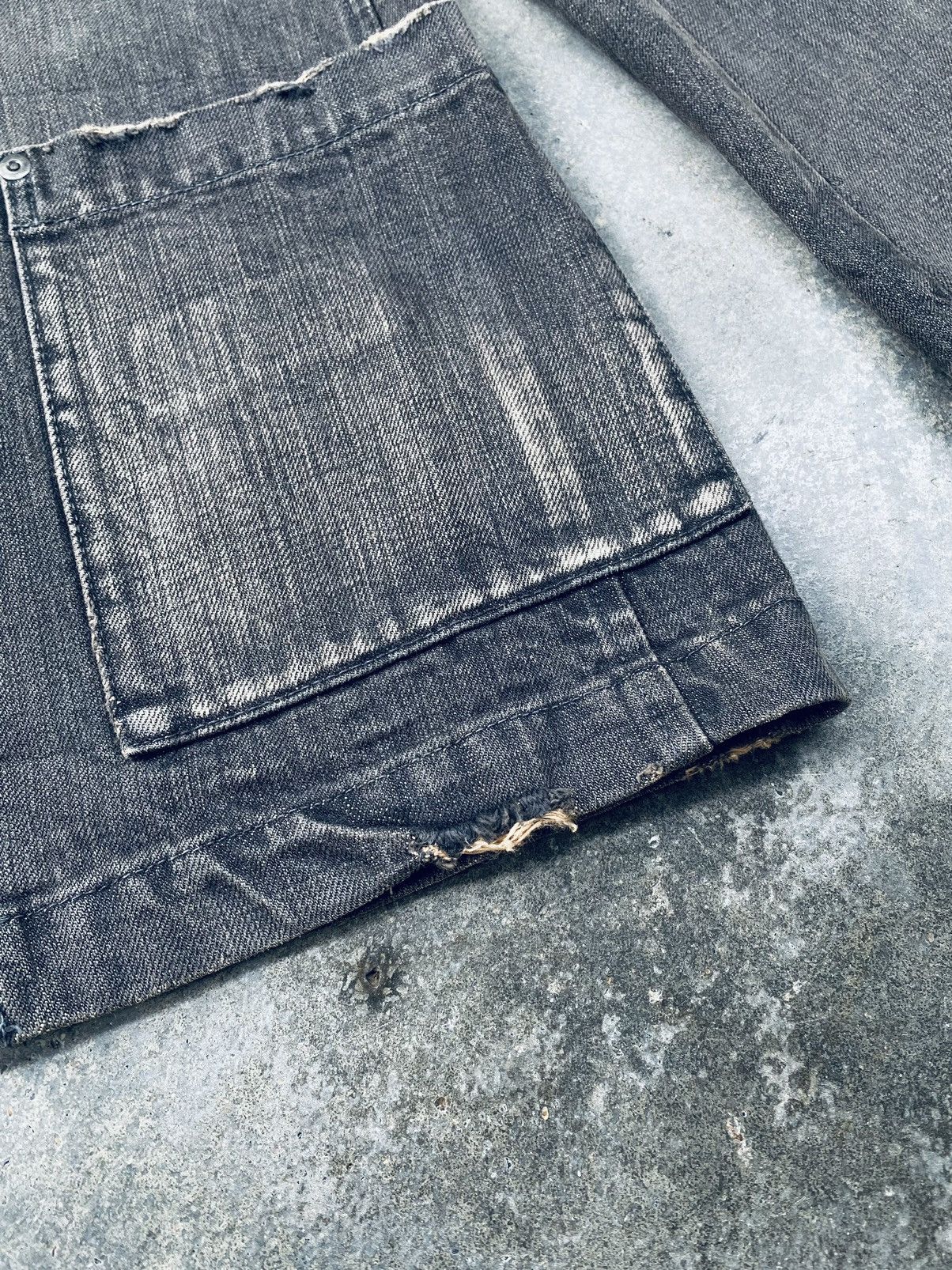 Tete Homme Vintage 90s Tete Homme Issey Miyake Denim Jacket Distressed Size L / US 10 / IT 46 - 6 Thumbnail