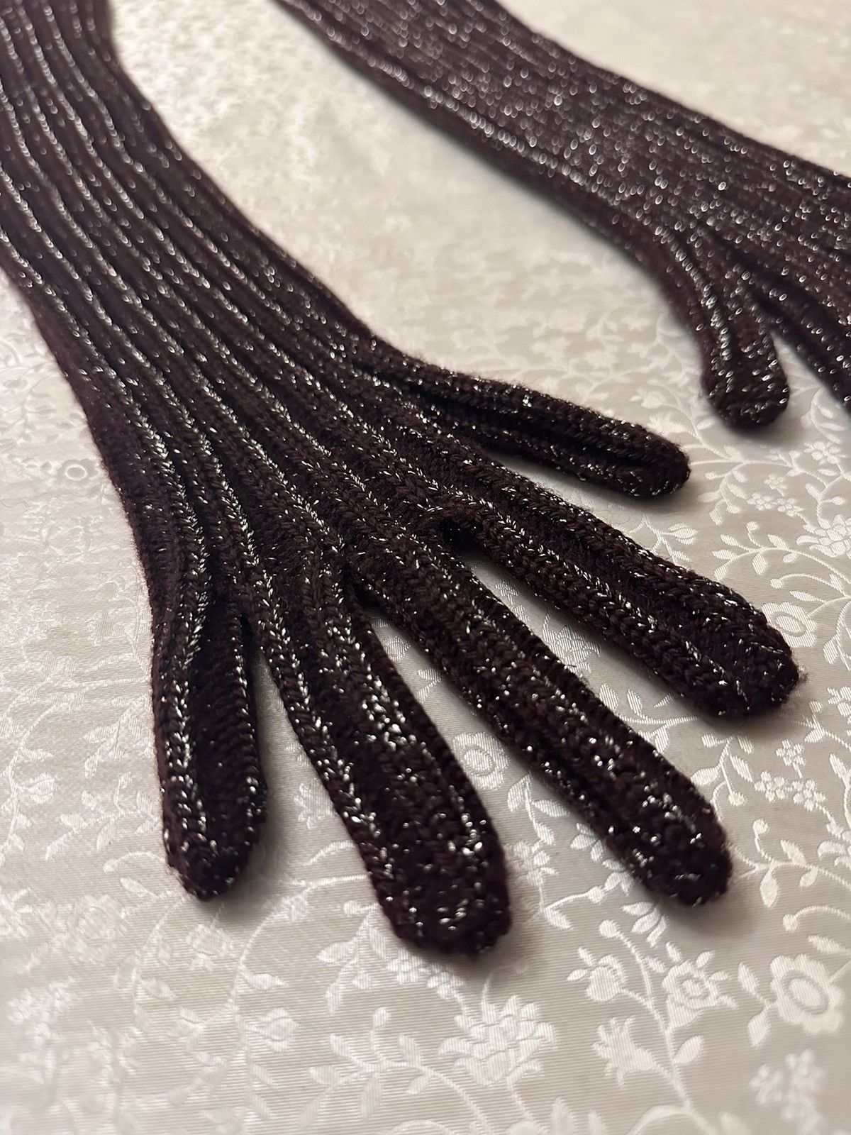 Prada 2011 Prada Rare Knitted Contrast silver line Sleeves Gloves Size ONE SIZE - 4 Thumbnail