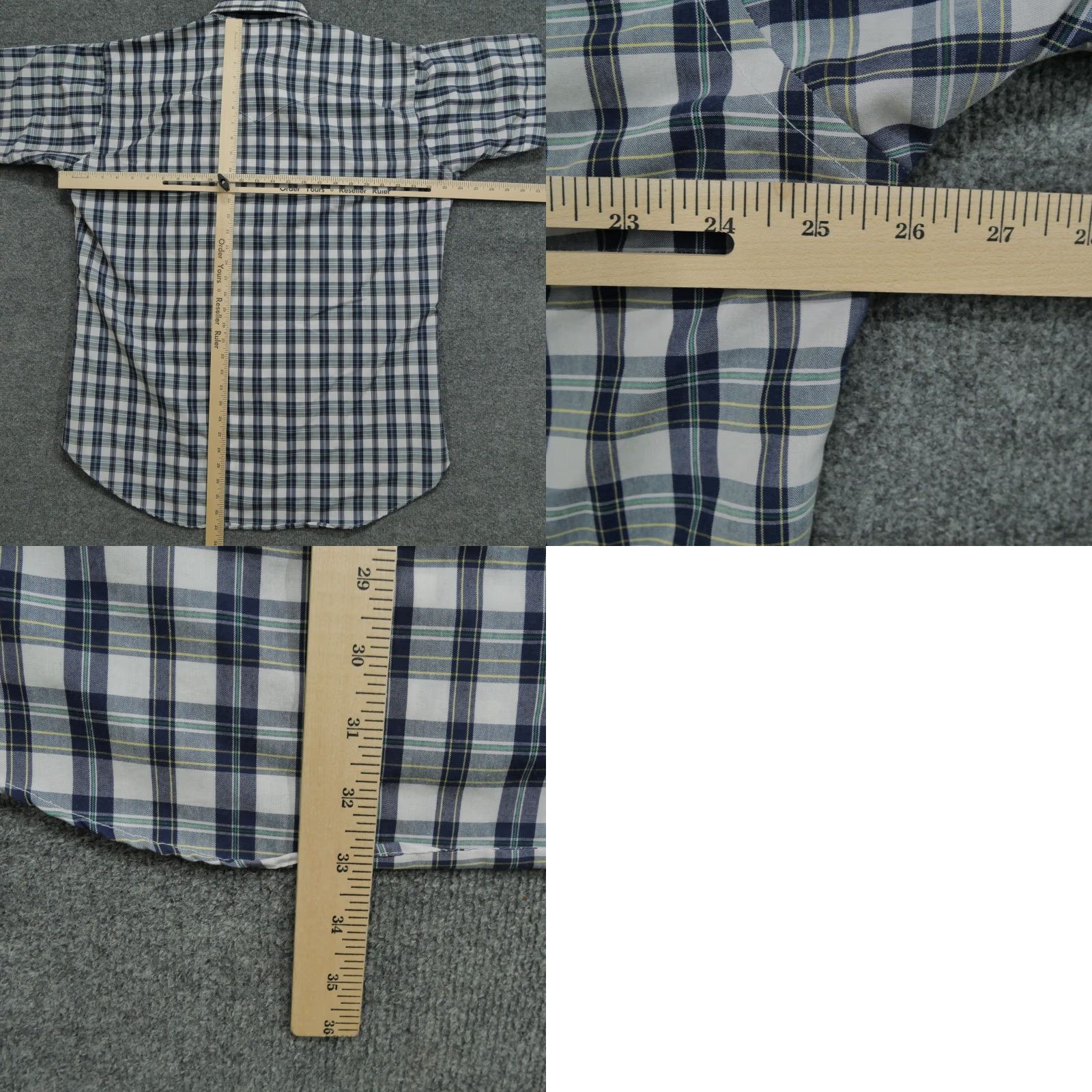 Vintage VINTAGE Flying Ranchwear Shirt Mens 17.5 White Blue Plaid Pearl Snap 90s Western Cowboy Pockets Size US XXL / EU 58 / 5 - 8 Thumbnail
