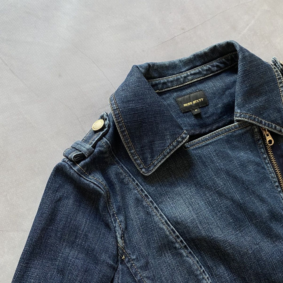 Hysteric Glamour Japan Miss Sixty Cropped Denim Biker Jacket Side Zip Y2K Size S / US 4 / IT 40 - 5 Thumbnail