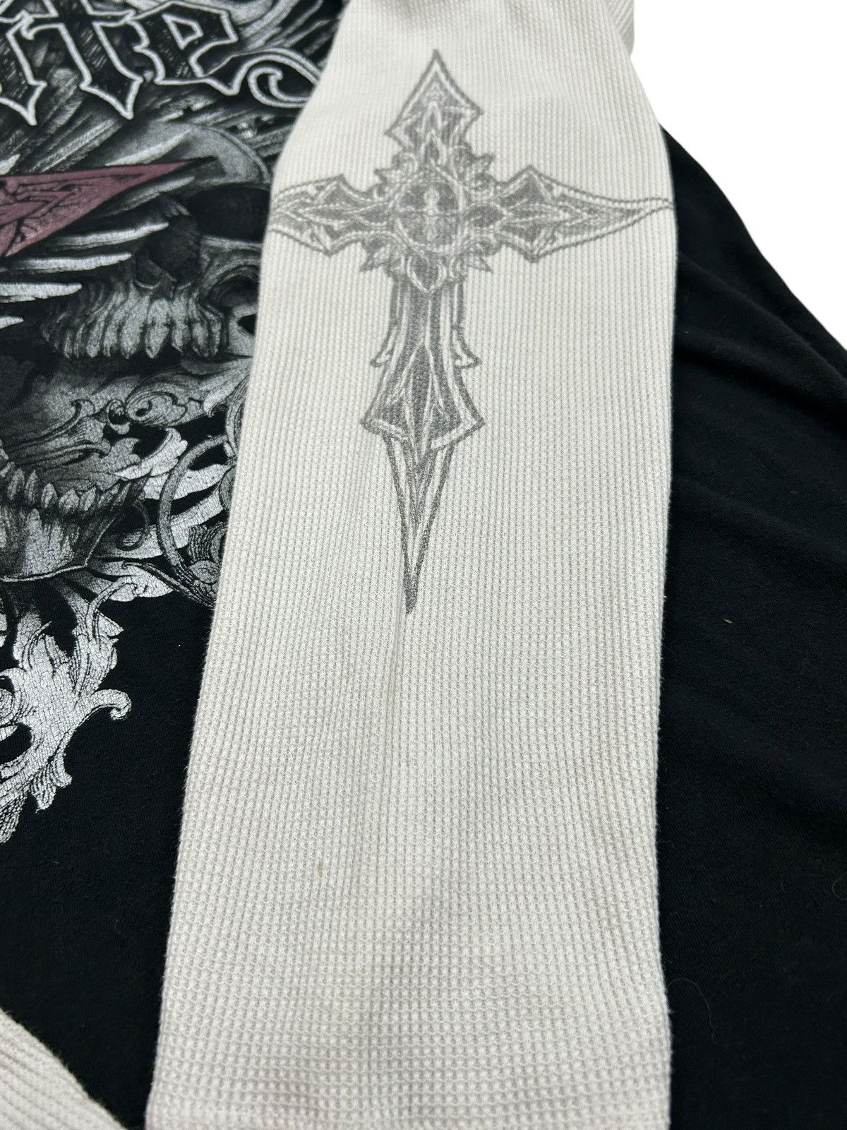 Designer × Japanese Brand MMZ Elite Gothic Cross Hoodie Layered L/Sleeve Graphic Tee Size US XL / EU 56 / 4 - 7 Thumbnail