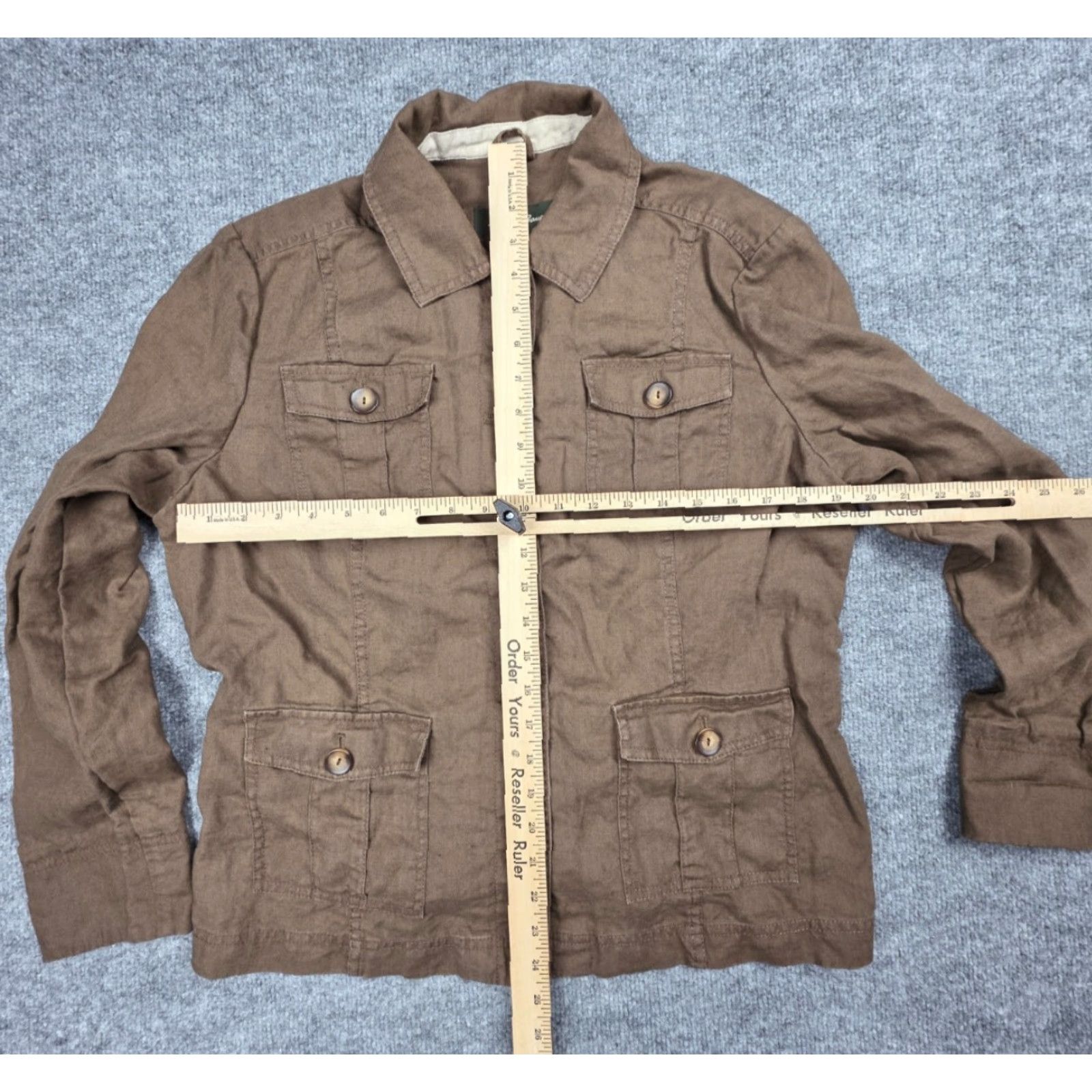 Eddie Bauer Eddie Bauer Chore Coat Shacket Women's XL Brown 100% Linen Pockets Size XL / US 12-14 / IT 48-50 - 3 Thumbnail