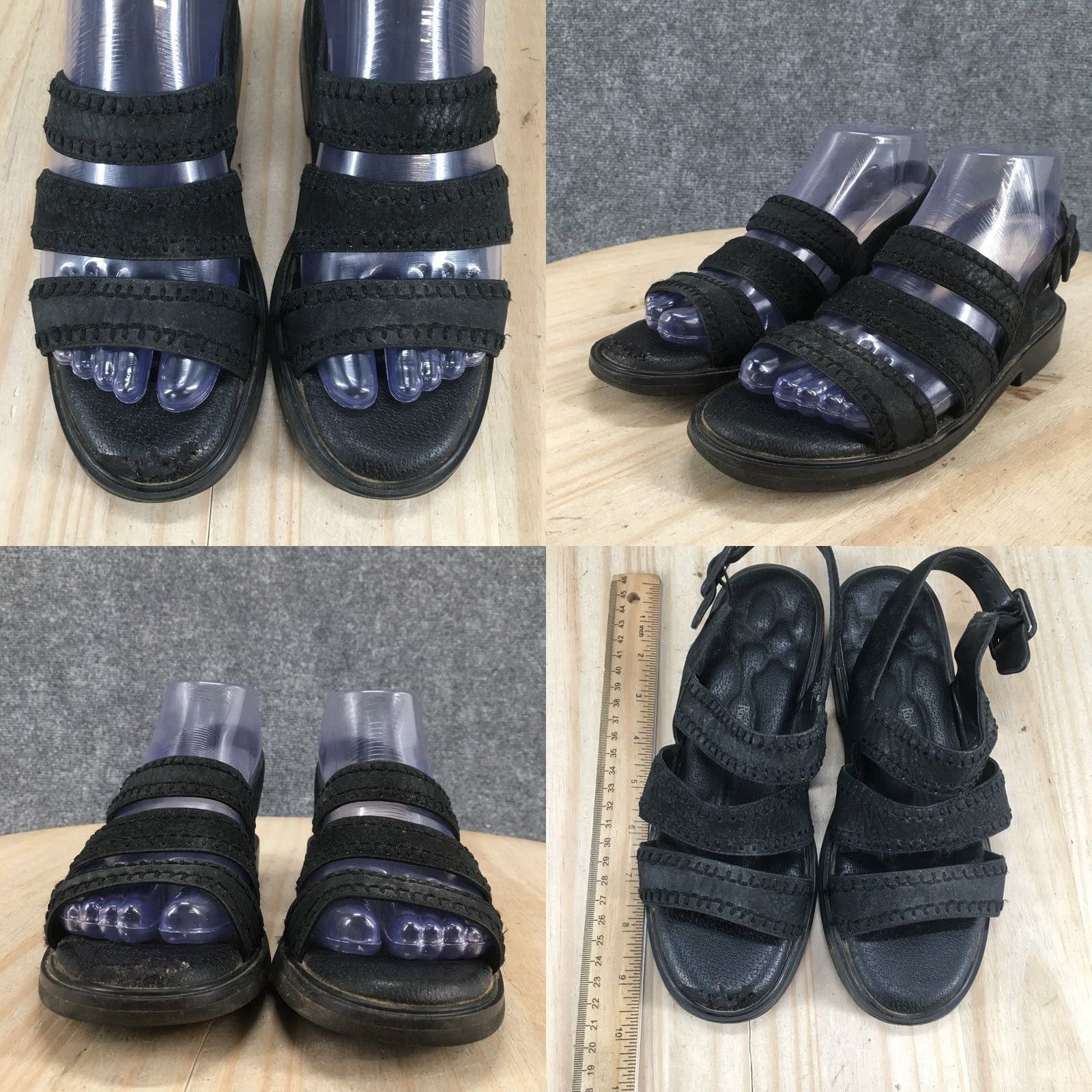 Rockport Rockport Sandals Womens 6.5M Strappy Slingback Black Leather Flats Comfort W8780 Size US 7 / IT 37 - 8 Thumbnail