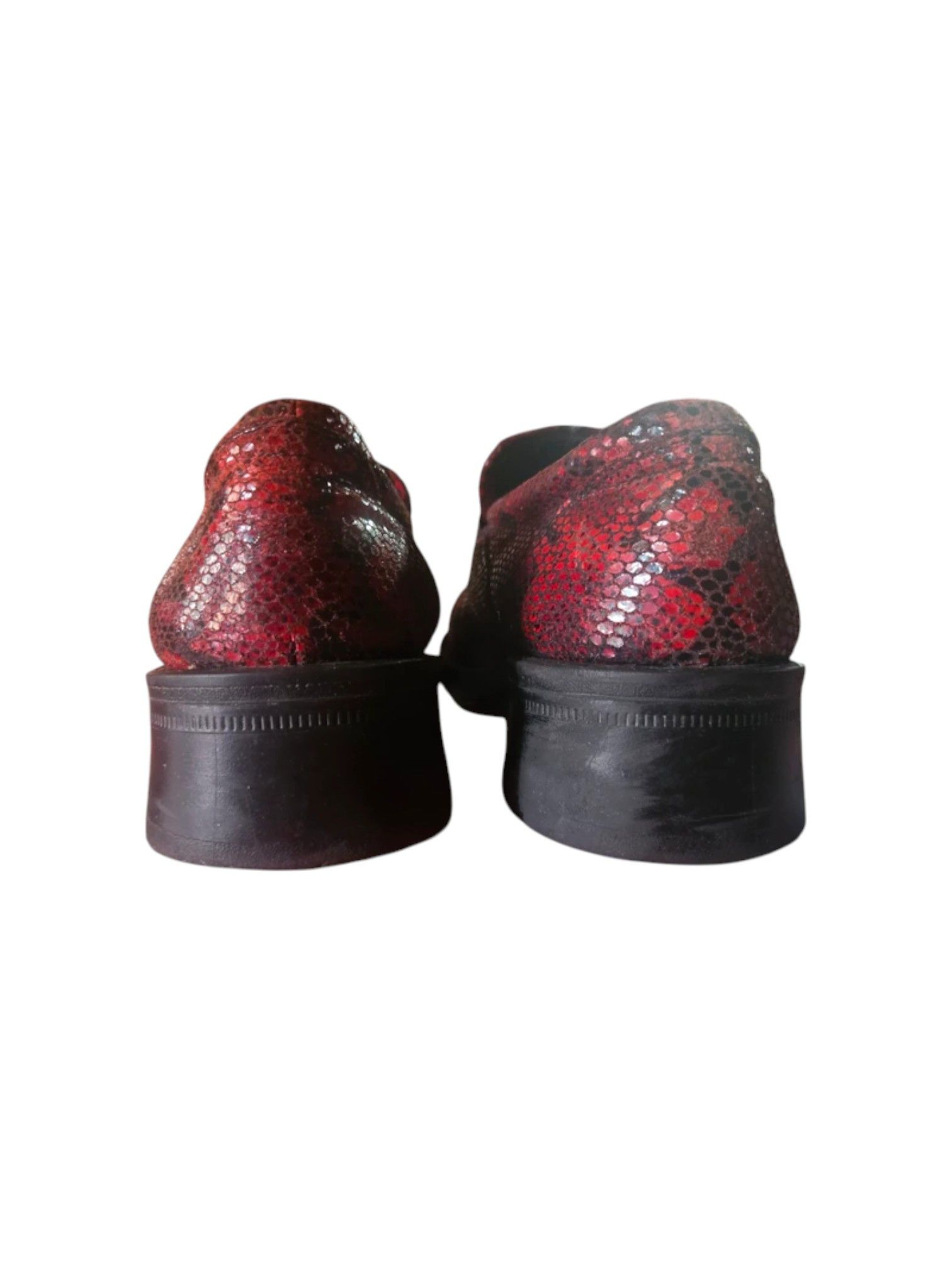 Diesel Diesel Red Snakeskin-Embossed Leather Loafers, Early 2000s Size US 9 / EU 42 - 4 Thumbnail