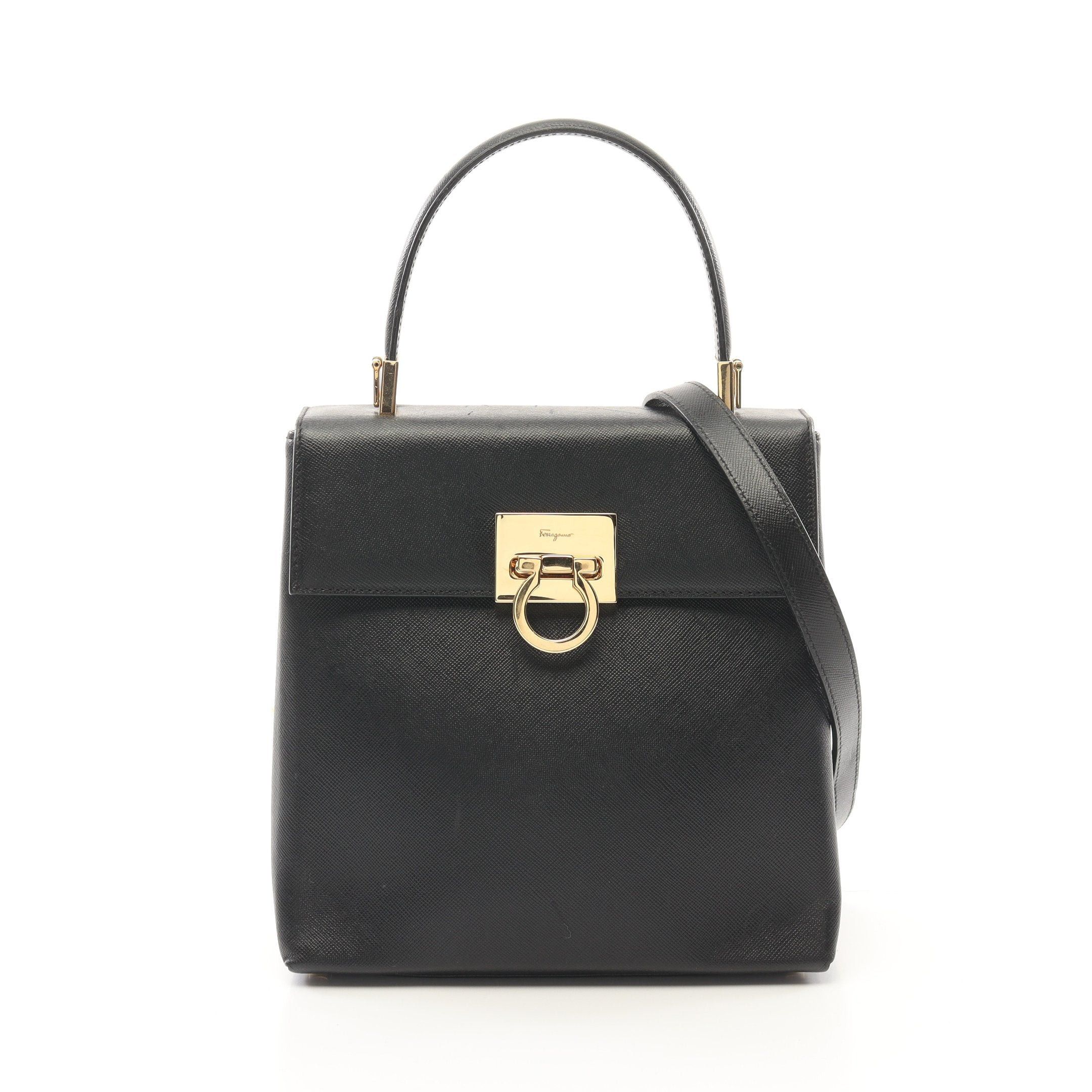 Salvatore Ferragamo Salvatore Ferragamo Gancini Handbag Leather Black Size ONE SIZE - 1 Thumbnail