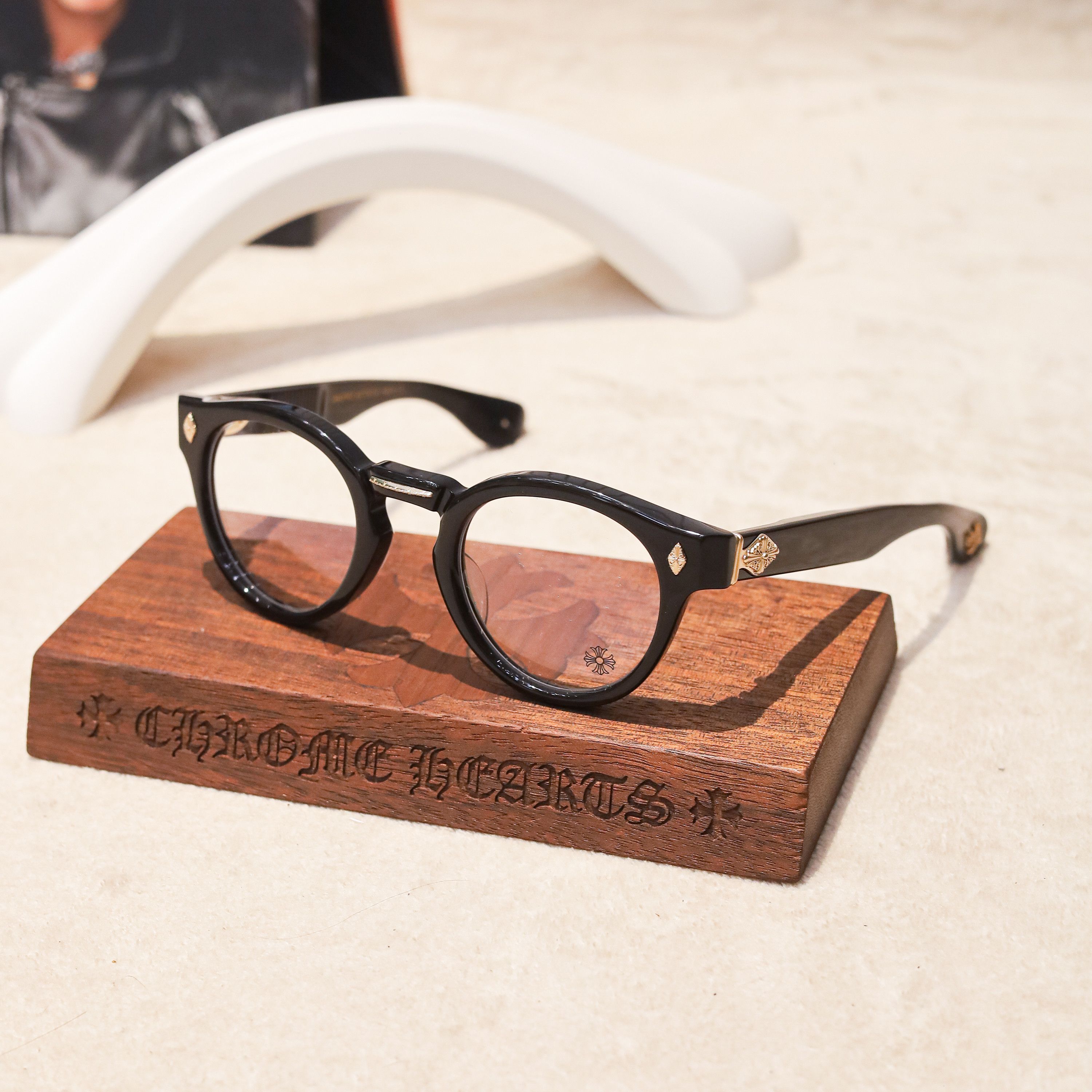 在庫少♪【CHROME HEARTS】メガネ Peter Arnell Black 18K Gold Chrome Hearts CHROME HEARTS PETER ARNELL BLACK 18KGP | Grailed