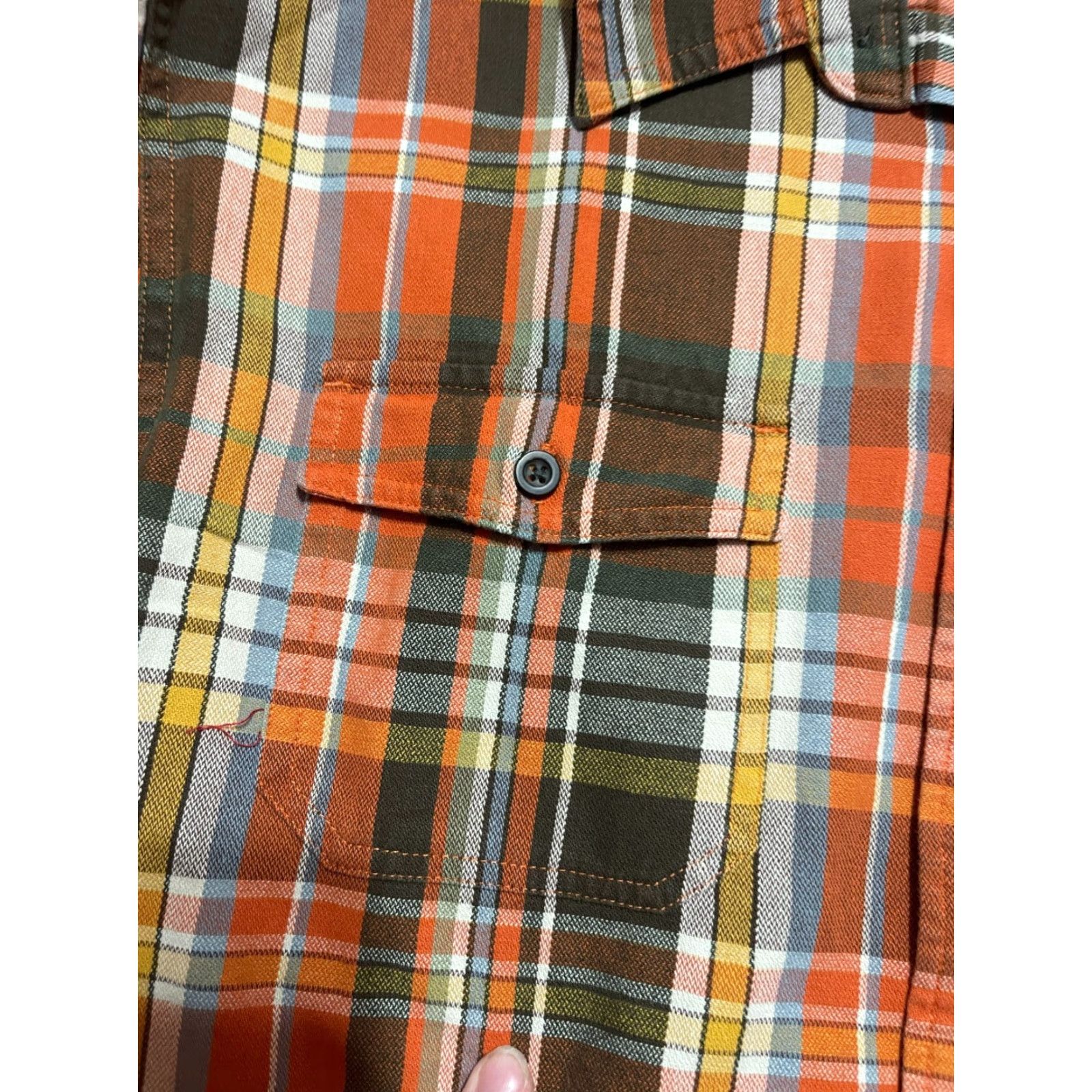 Vintage G.H. Bass & Co. Shirt Mens L Orange Green White Plaid Button Up Size US L / EU 52-54 / 3 - 3 Thumbnail