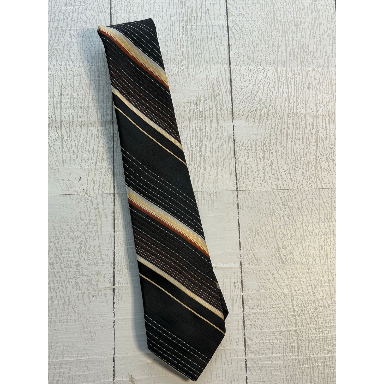 Other Arc de Triomphe Textured Tie Black Bronze Cream Gold Stripe Size ONE SIZE - 1 Thumbnail