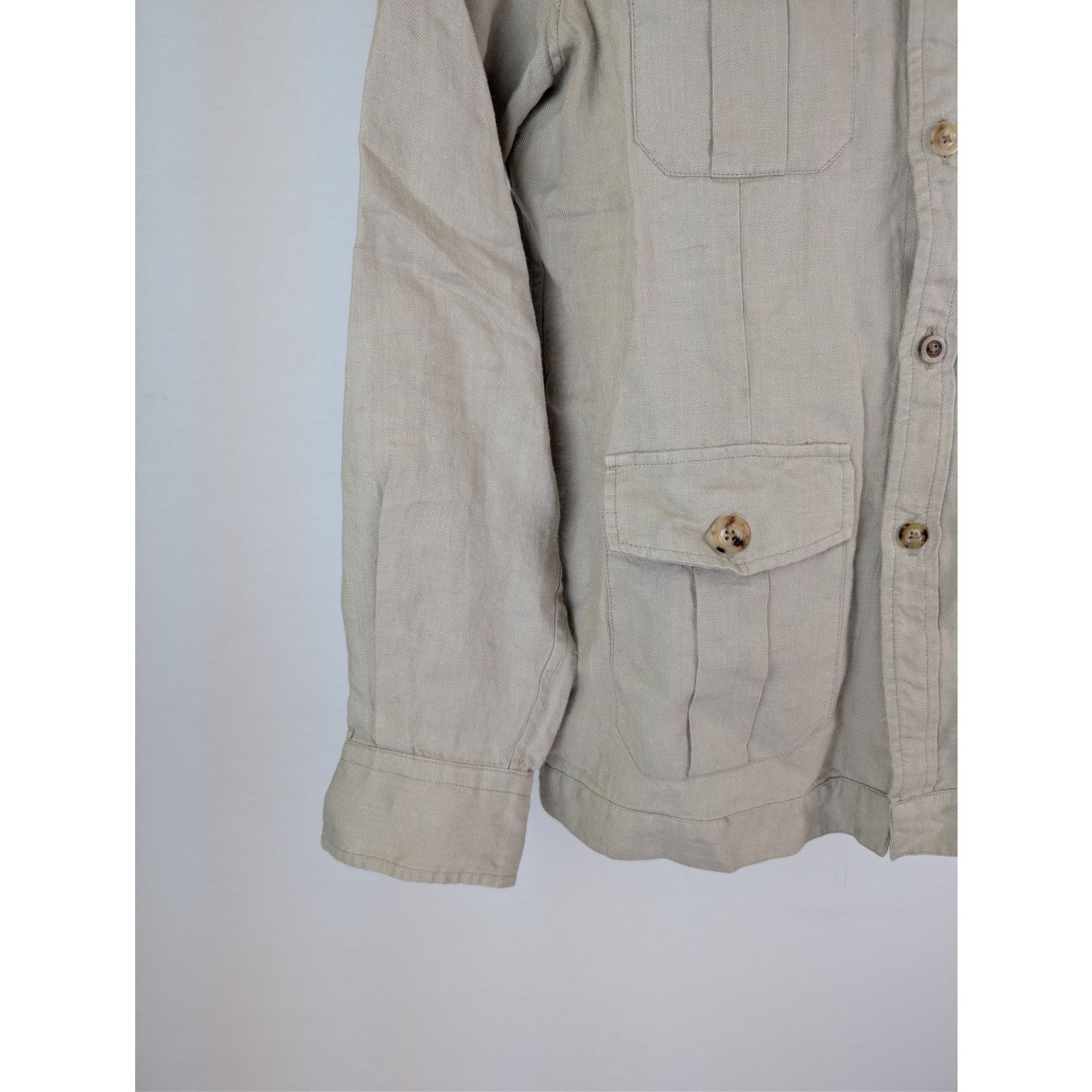 Boglioli o1rshd1 CC20 Button up Shirt with herringbone pattern Beige Size US S / EU 44-46 / 1 - 6 Thumbnail