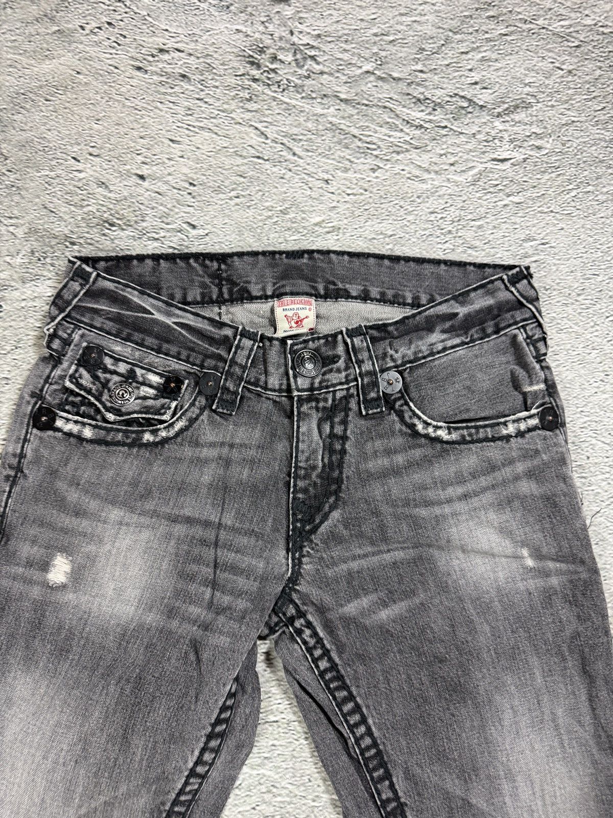 True Religion True Religion jeans grey black thick stitching Billy bootcut Size US 29 - 12 Thumbnail