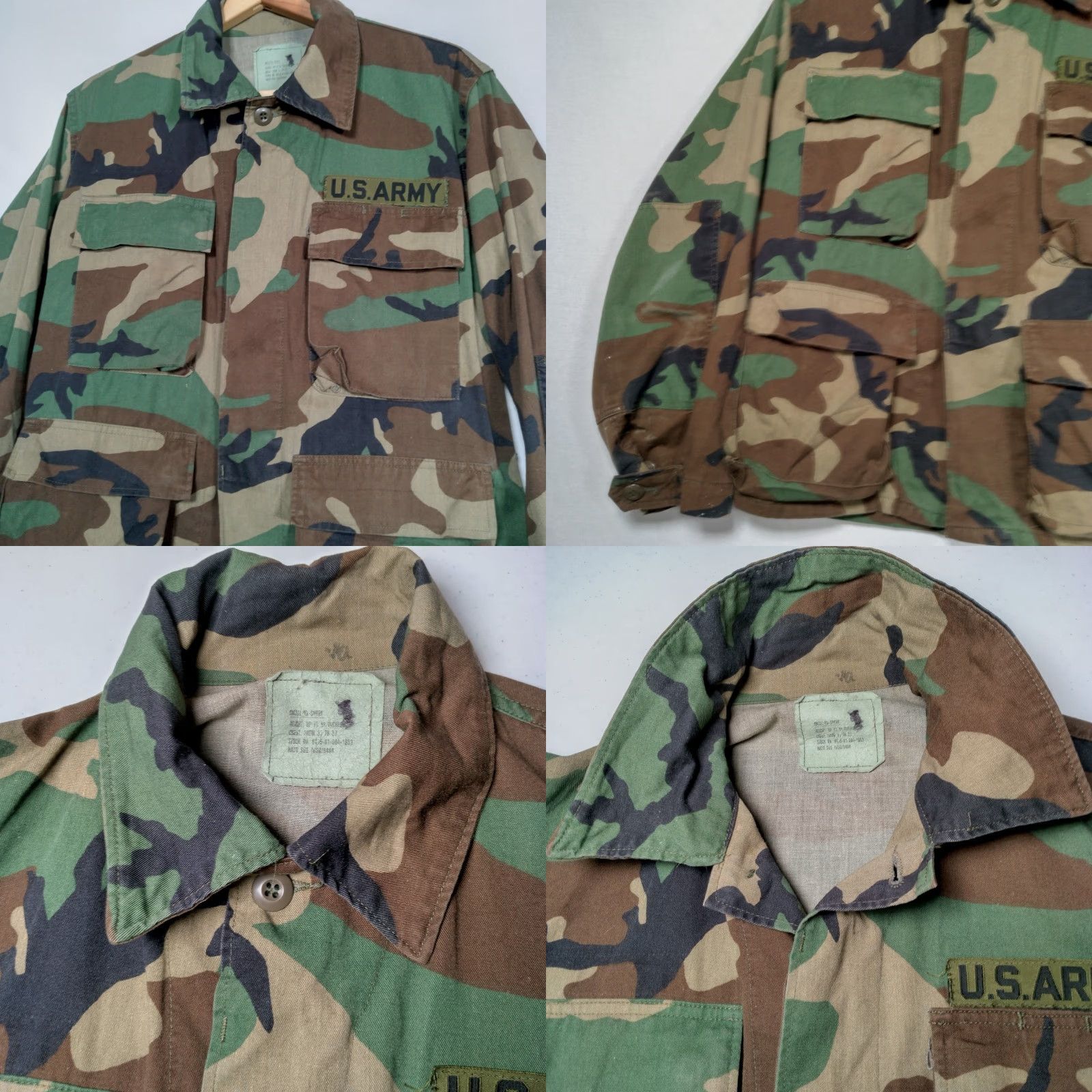Vintage VINTAGE US ARMY Jacket Camouflage Short Wooldland Distressed Button Cargo Pockets Military CW US Army Patch Small Short Mens Jacket Size US 29 - 8 Thumbnail