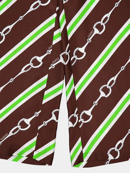 Gucci o1la5ras0526 Gucci Horsebit Striped Print Silk Pants Size 30" / US 8 / IT 44 - 4 Thumbnail