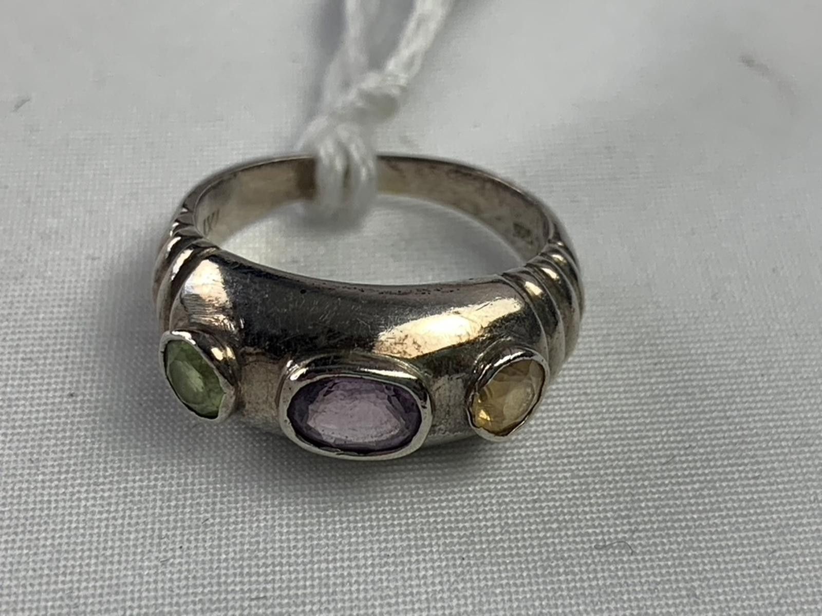 Other Sterling Silver Amethyst, Peridot, Citrine Sculpted Ring Size ONE SIZE - 7 Thumbnail