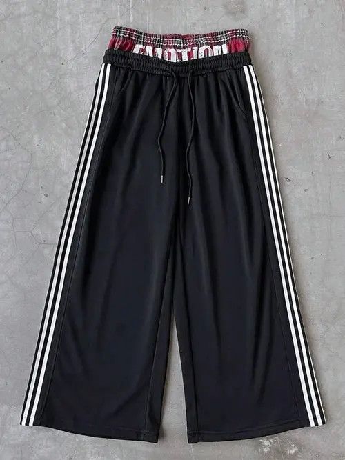 Japanese Brand Stripe Double drawstring Sweatpants Flared Size US 32 / EU 48 - 4 Thumbnail