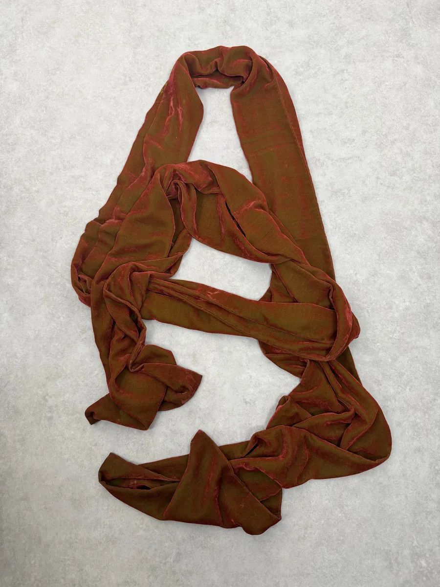 Comme des Garcons 1990s Comme des Garçons Dark Orange Velvet Scarf Size ONE SIZE - 5 Thumbnail