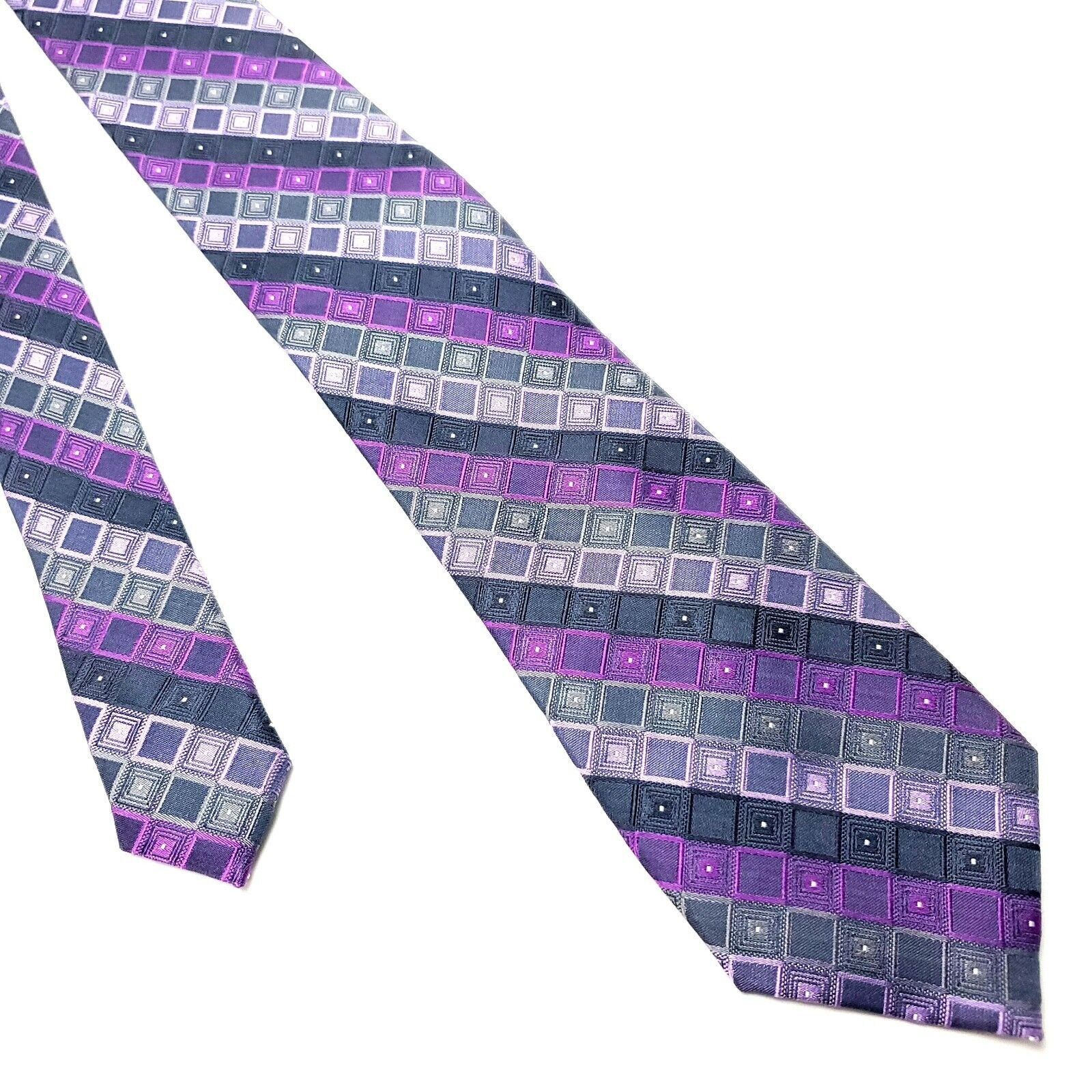 Calvin Klein Calvin Klein Multi Colored Silk Tie Woven Skinny Check Strip Size ONE SIZE - 1 Thumbnail