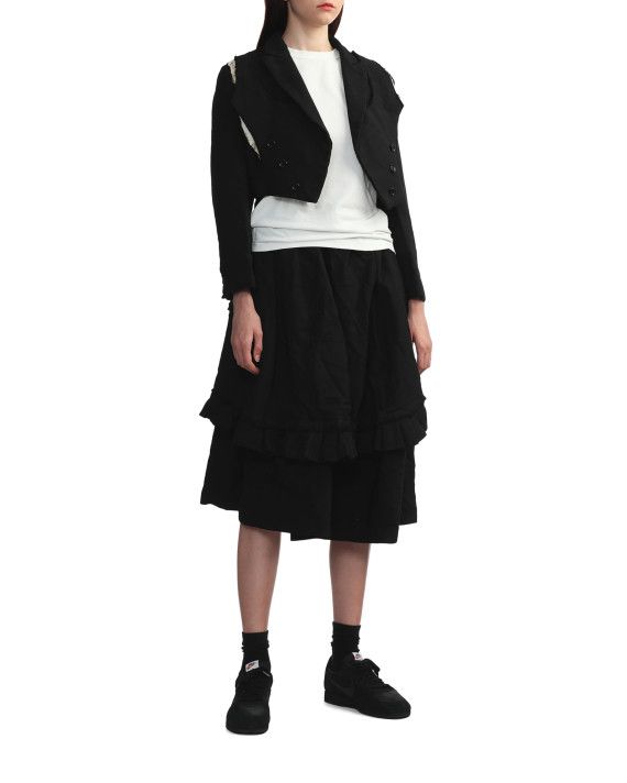 CDG by Comme des Garcons o1mle0824 Ruffle Trimmed Layered Skirt in Black Size 30" / US 8 / IT 44 - 2 Thumbnail