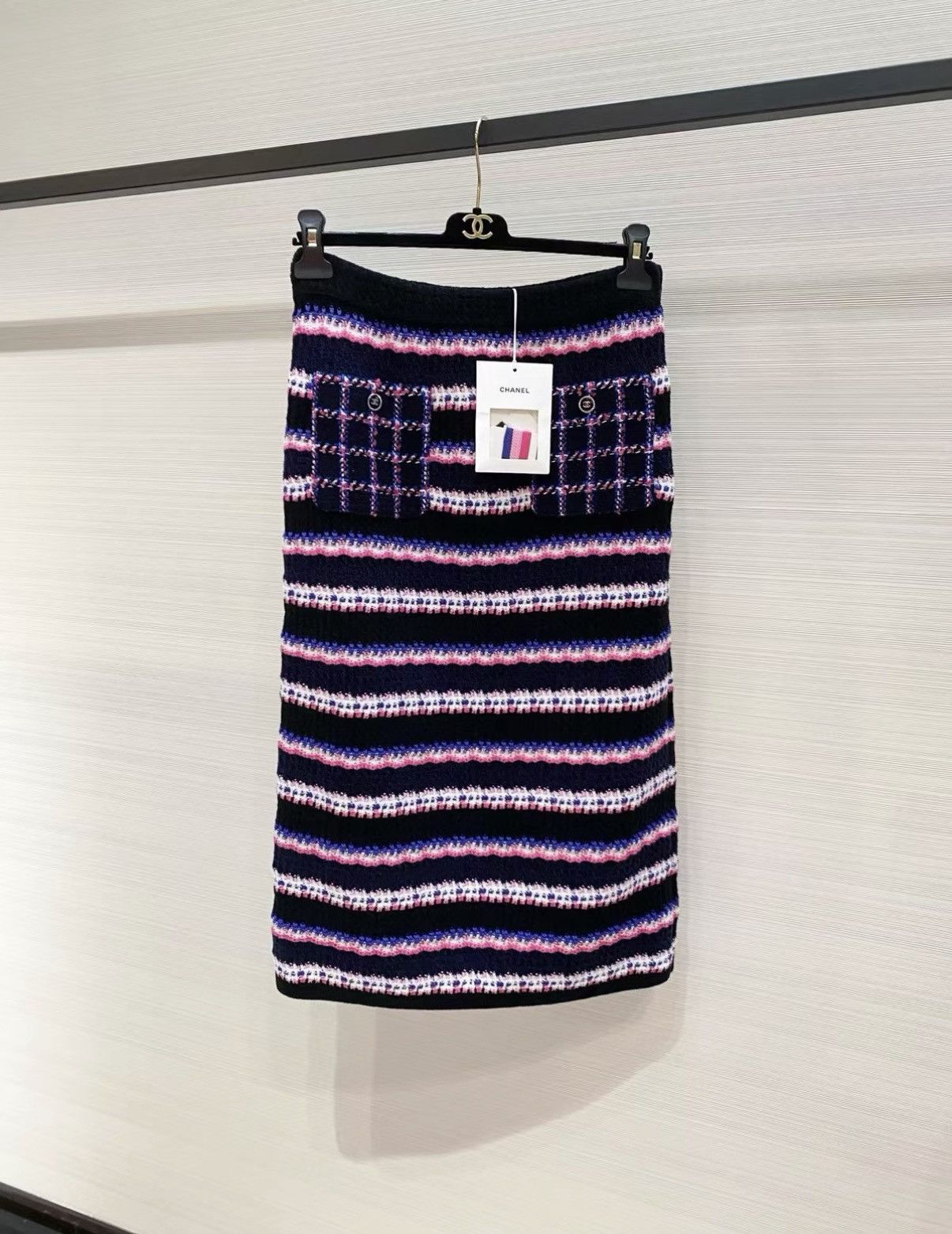 Chanel Chanel 24P Classic Purple Woven Stripe Knit Long Dress J33 Size S / US 4 / IT 40 - 1 Thumbnail