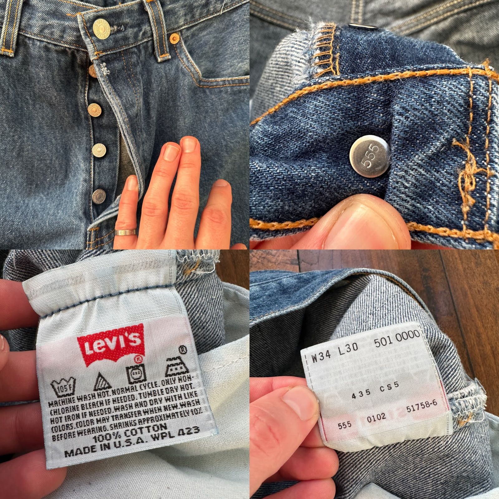 Levi's VINTAGE Levi's 501 XX Jeans Denim Straight 34x30 Blue 90s USA Mens Size US 34 / EU 50 - 8 Thumbnail