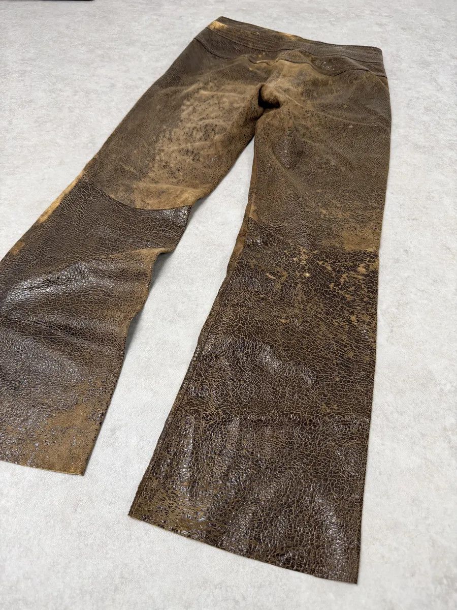 Roberto Cavalli AW2000 Roberto Cavalli Brown Eroded Leather Burnt Pants Size 26" / US 2 / IT 38 - 7 Thumbnail