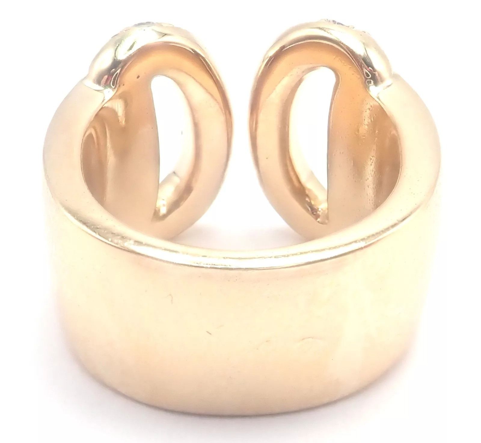 Hermes Hermes 18k Yellow Gold Diamond Horse bit Wide Band Ring Size ONE SIZE - 5 Thumbnail
